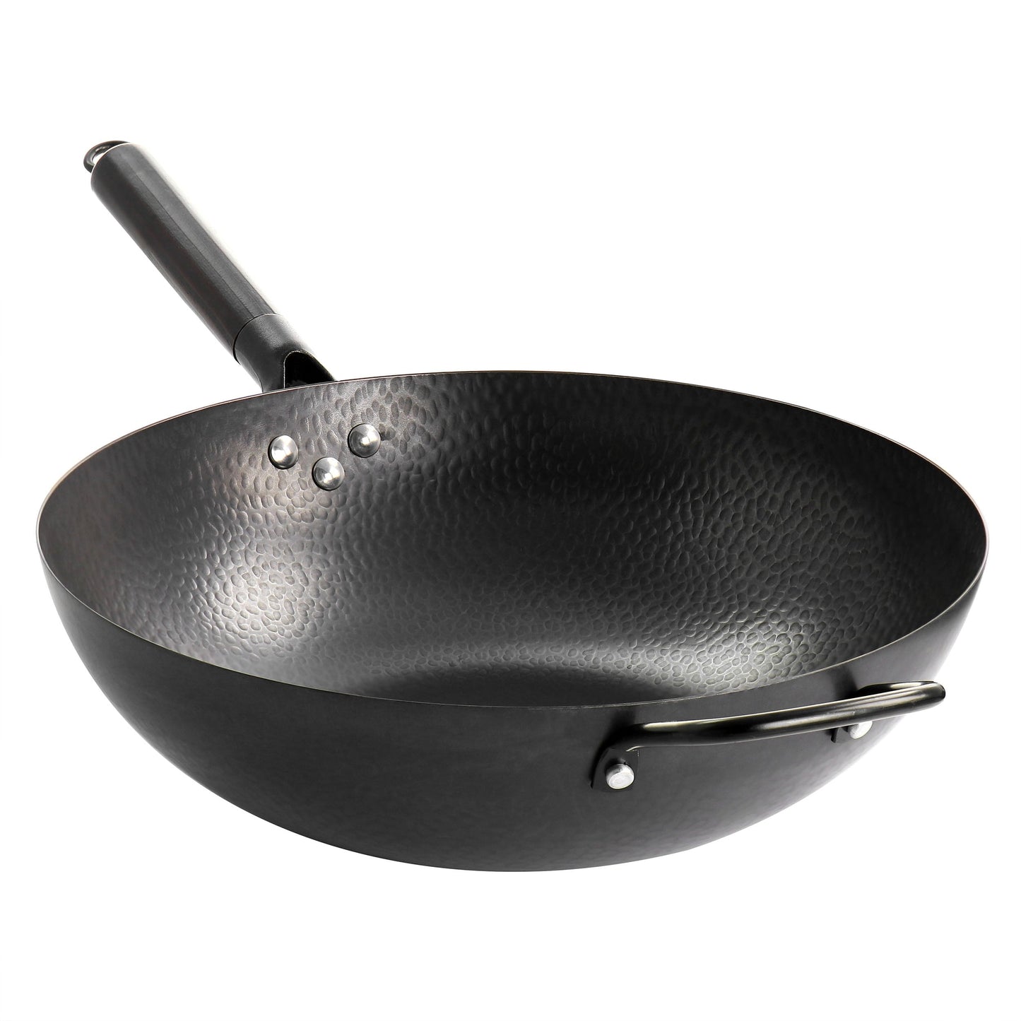 13 Zoll schwerer Wok aus Karbonstahl in Schwarz