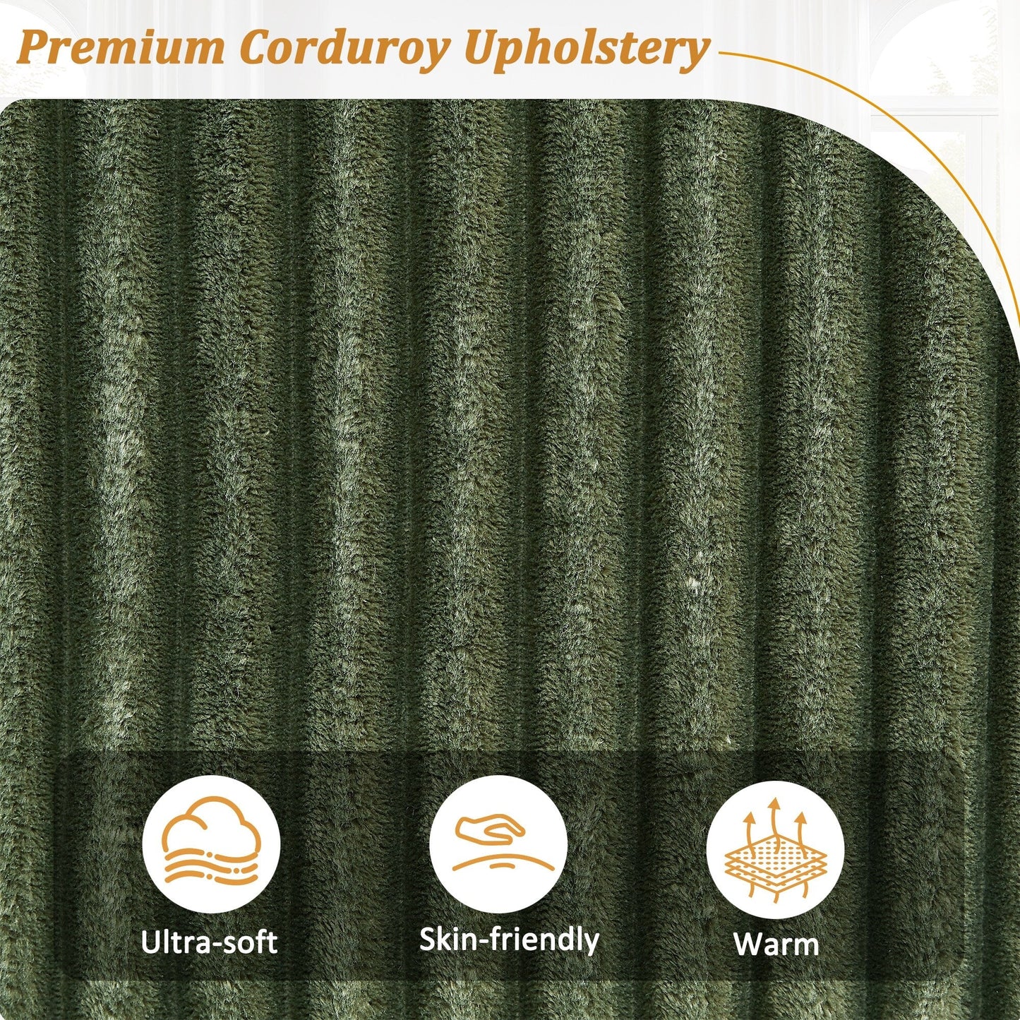 133 Corduroy 4-Seater Sofa with USB Ports, Flip-Top Cup Holders, and Hidden Storage