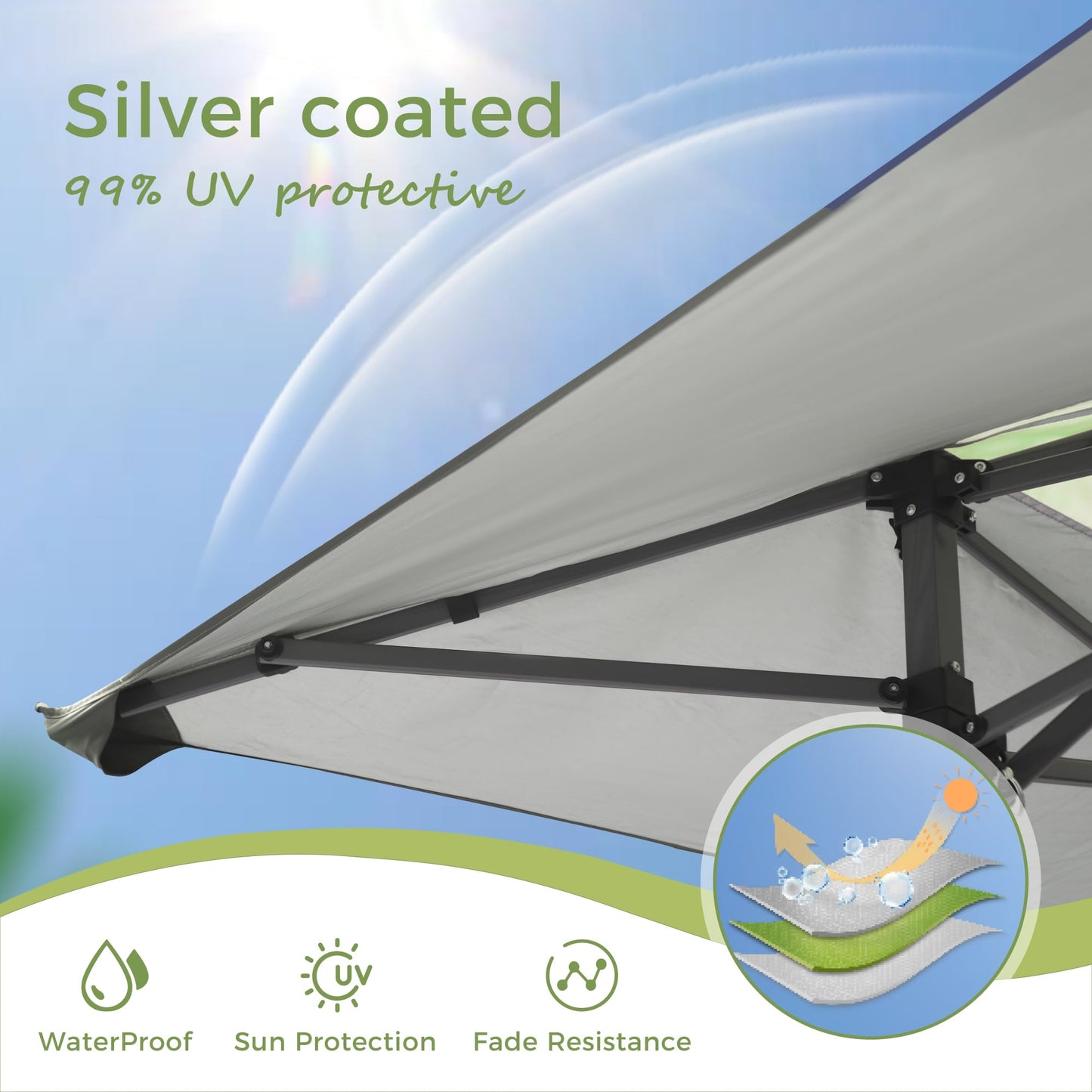 13' x 13' Outdoor-Überdachung, Terrassenpavillon, verstärktes Garten-Pop-up-Überdachungszelt mit elegantem Eckvorhang – 13 x 13 Fuß