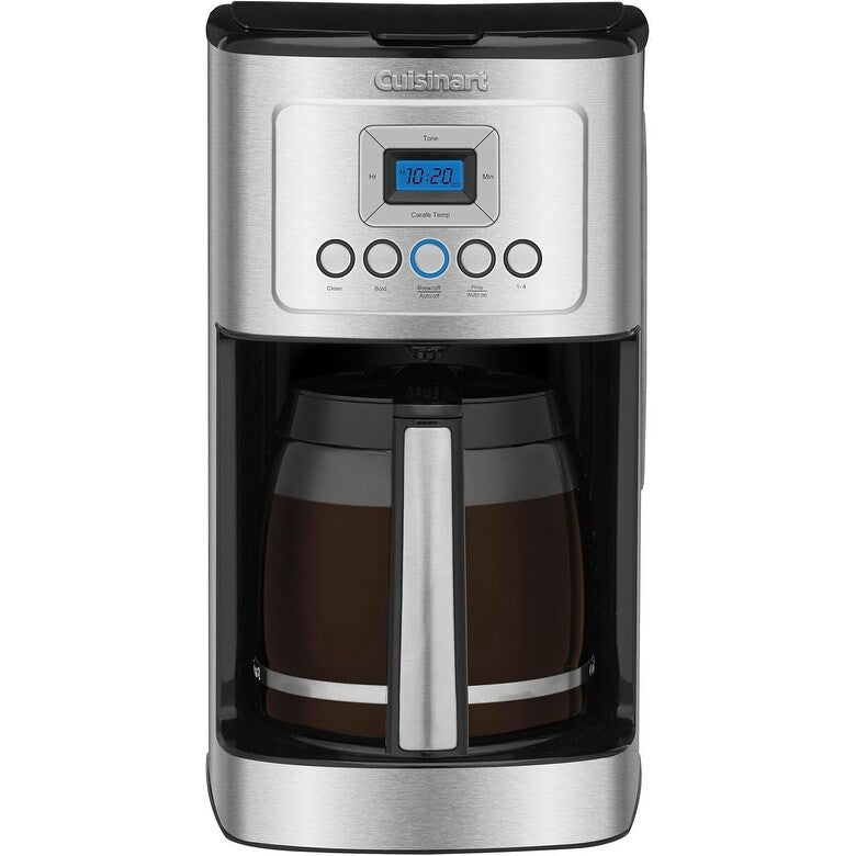 Programmierbare Kaffeemaschine für 14 Tassen, Glaskaraffe, Brühstärkeregelung, Einstellung für 1–4 Tassen, Edelstahl