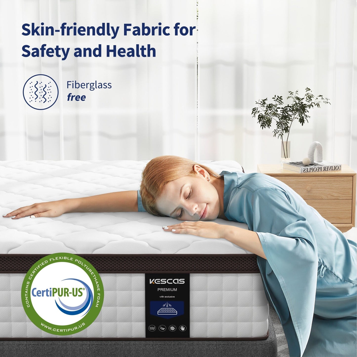 14 Zoll Matratze, Memory Foam und Taschenfederkern-Hybridmatratze, Matratze mittlerer Festigkeit, Queen- und King-Size optional