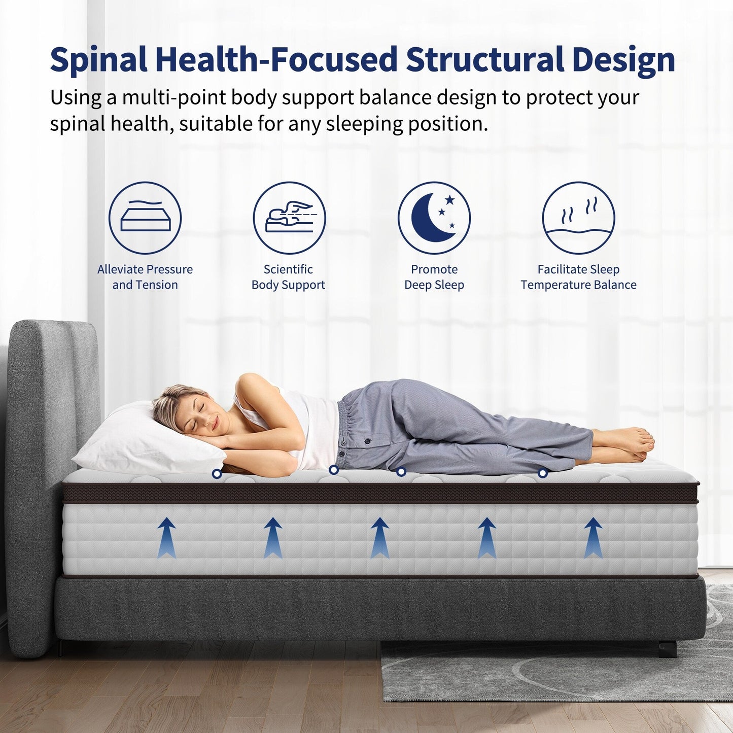 14 Zoll Matratze, Memory Foam und Taschenfederkern-Hybridmatratze, Matratze mittlerer Festigkeit, Queen- und King-Size optional