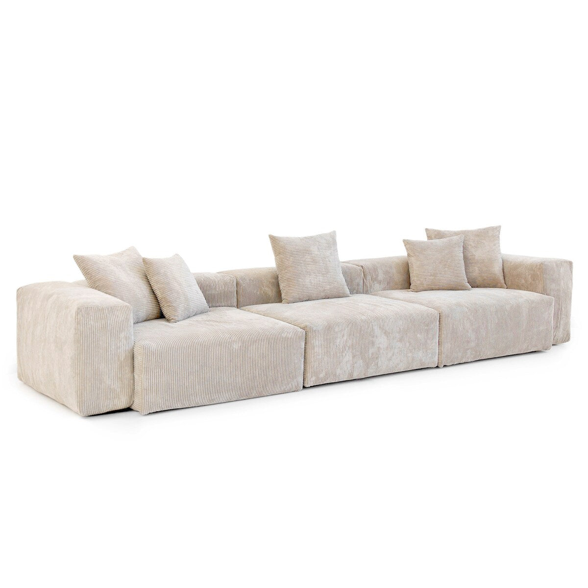 141.73 Corduroy Modular Sectional Sofa with Thick Cushion, Convertible Couch Deep Seat Couches for Living Room Sofa Sets