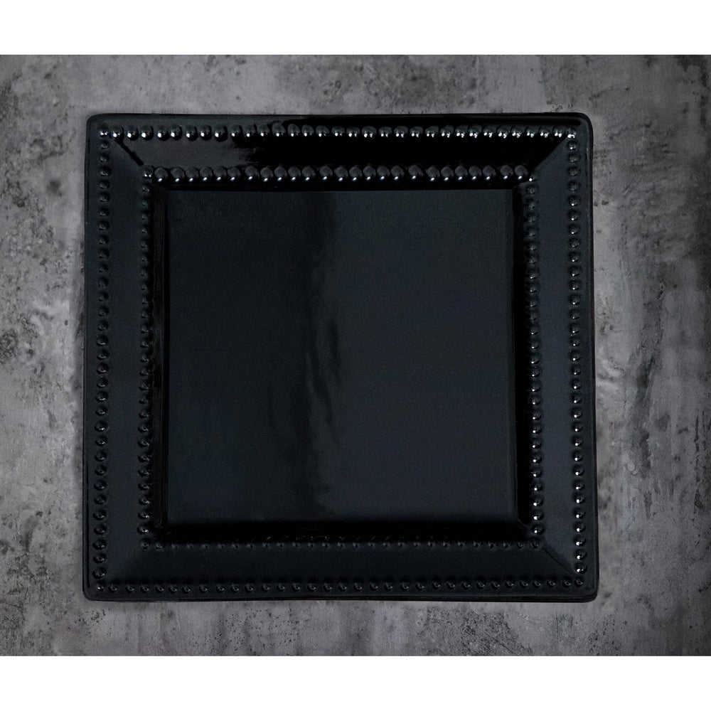 16-teiliges quadratisches Perlen-Steinzeug-Set von Lorren Home Trends, Schwarz