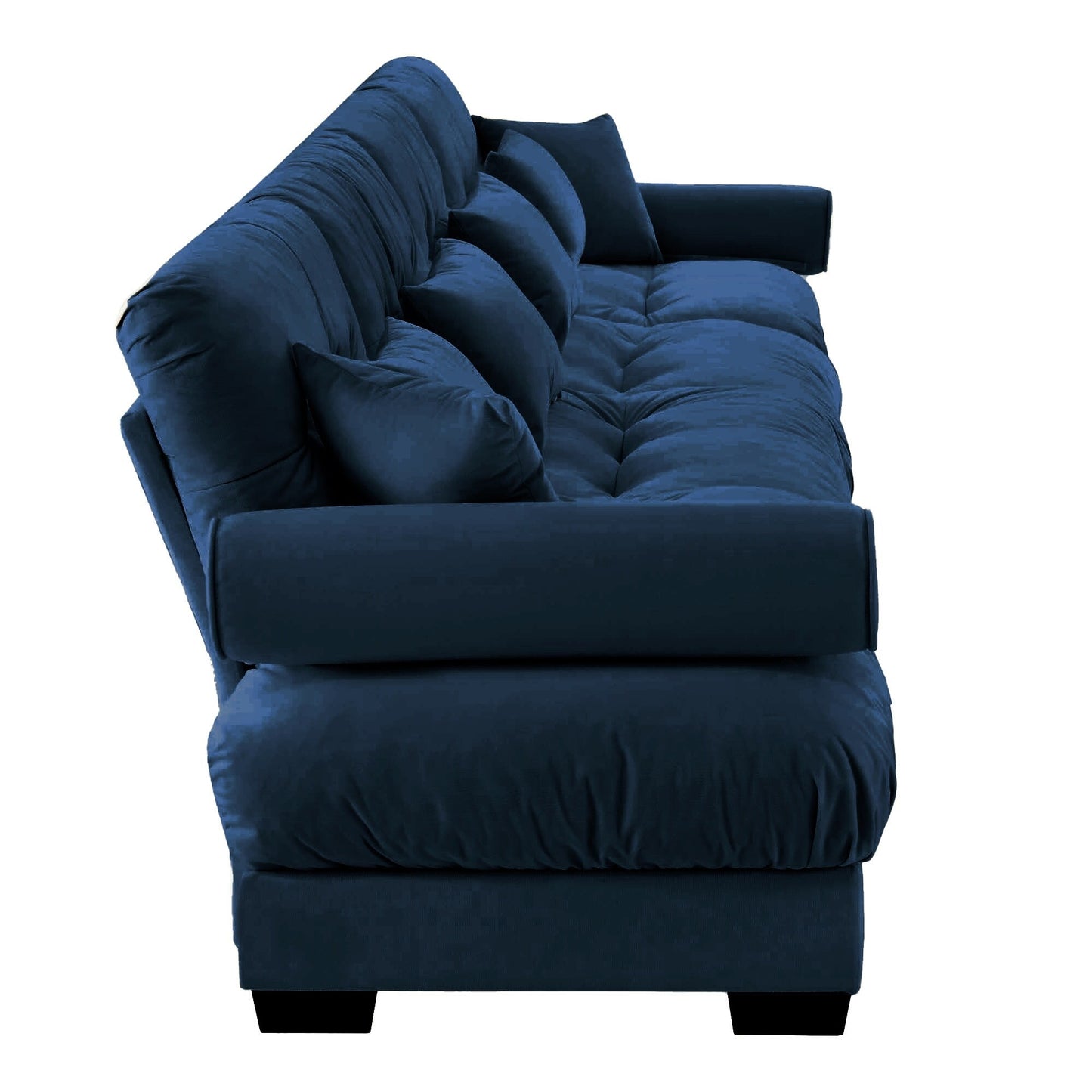 166Velvet 4-Seater Sofa with Bolster Armrests, High-Resilience Sponge Cushions