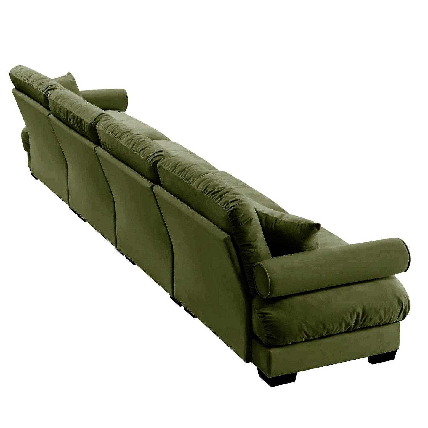 166Velvet 4-Seater Sofa with Bolster Armrests, High-Resilience Sponge Cushions