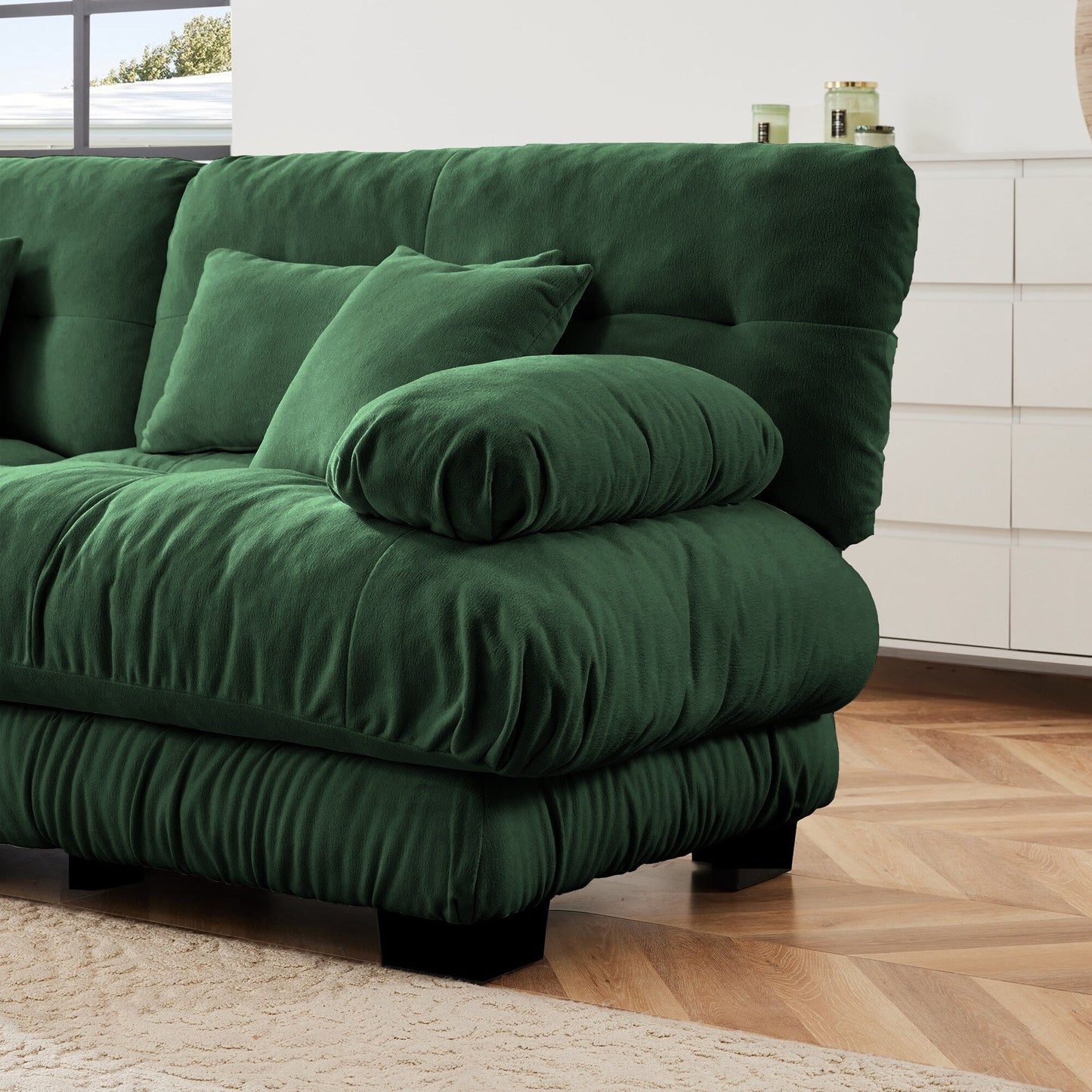 173.2 Chenille with Bolster Armrests, High-Resilience Sponge Cushions