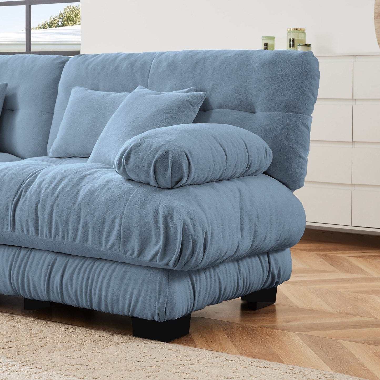 173.2 Chenille with Bolster Armrests, High-Resilience Sponge Cushions