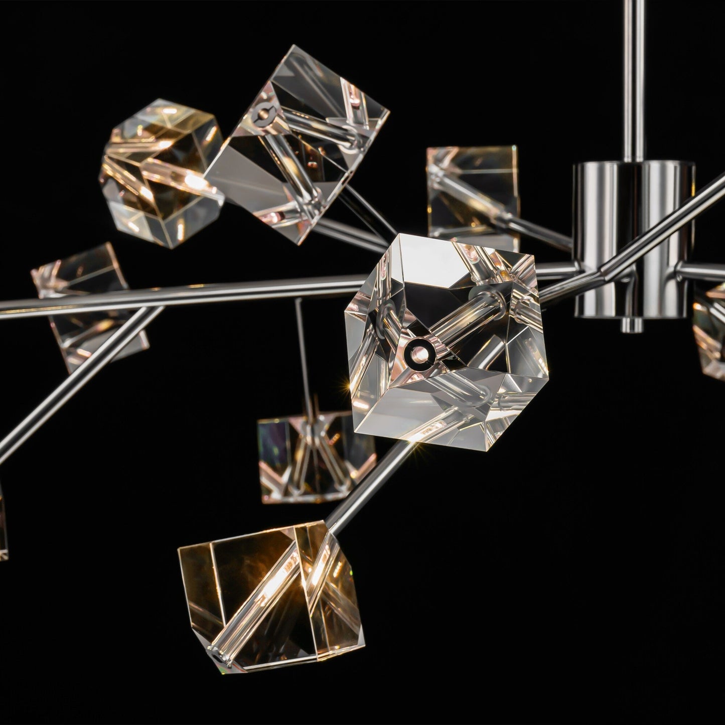18-flammiger moderner, glamouröser, luxuriöser Sputnik-Kristall-Kronleuchter mit linearem Cluster für Esszimmer/Wohnzimmer