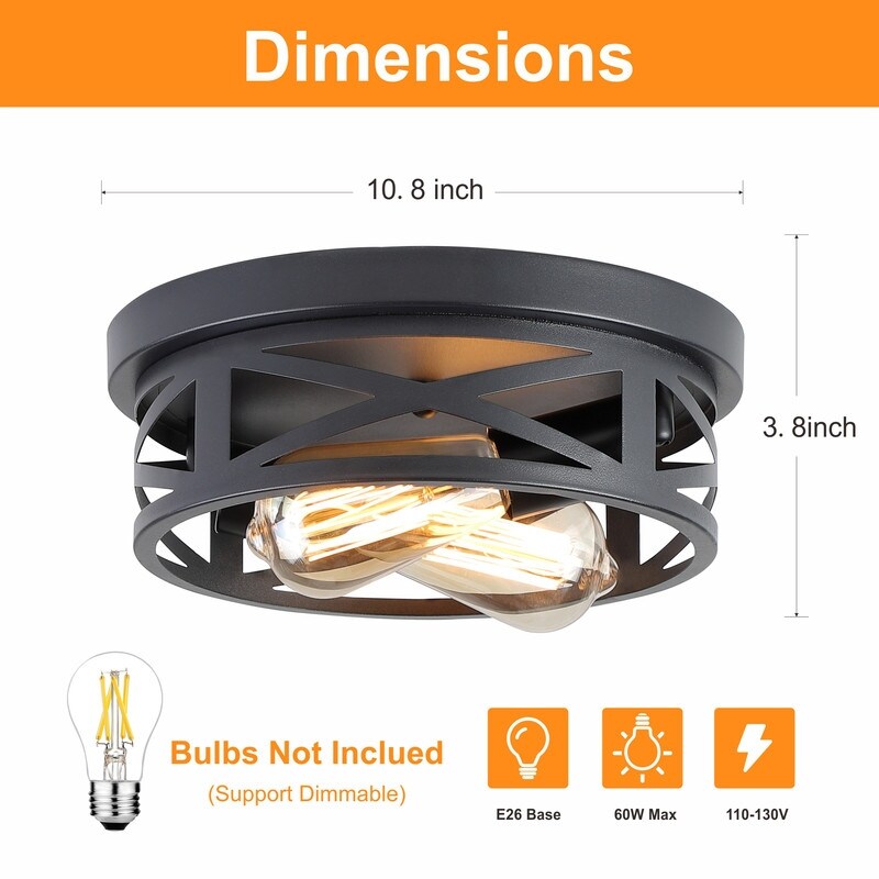 2-flammige Deckenleuchte im Landhausstil, 2er-Pack