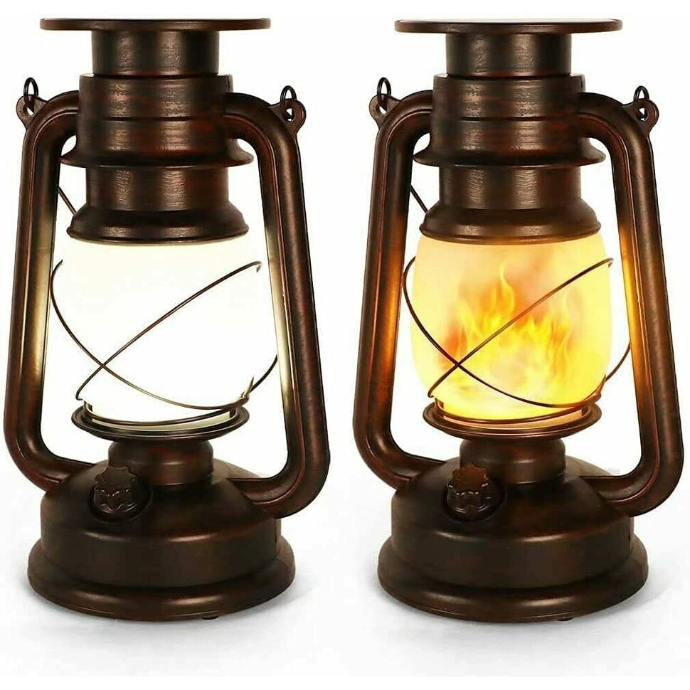 2 PCS Solar Flackernde Flamme LED Vintage Hängende Laterne
