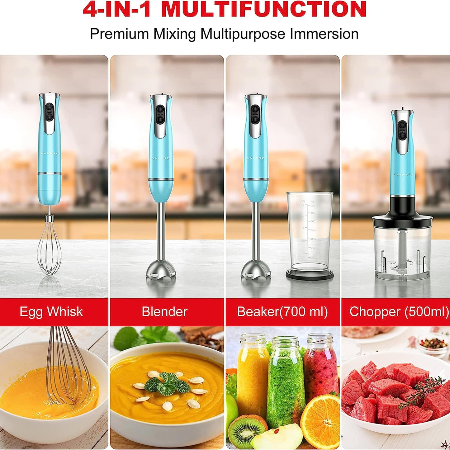 Multifunktions-Stabmixer im Retro-Stil mit 2 Geschwindigkeiten – Stabmixer