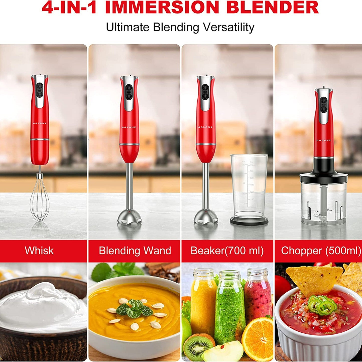 Multifunktions-Stabmixer im Retro-Stil mit 2 Geschwindigkeiten – Stabmixer