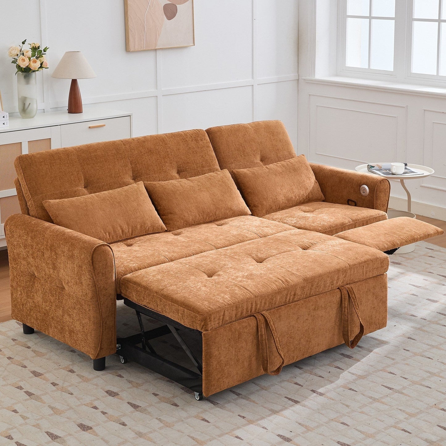 2-in-1 Sofa with Pull-Out Sleeper & Reversible Recliner by Harper&Bright Designs