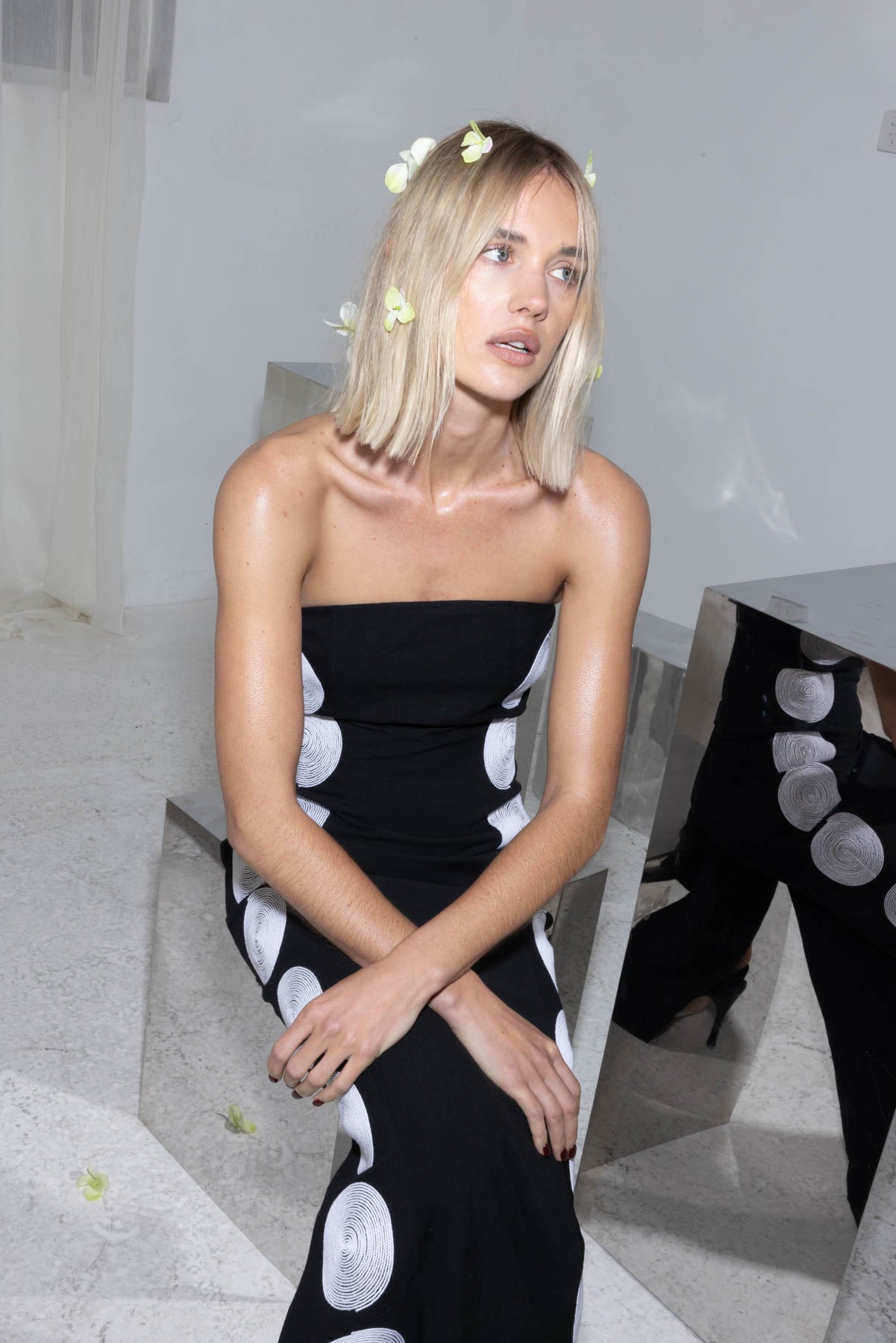 Filipa besticktes Maxikleid – Noir