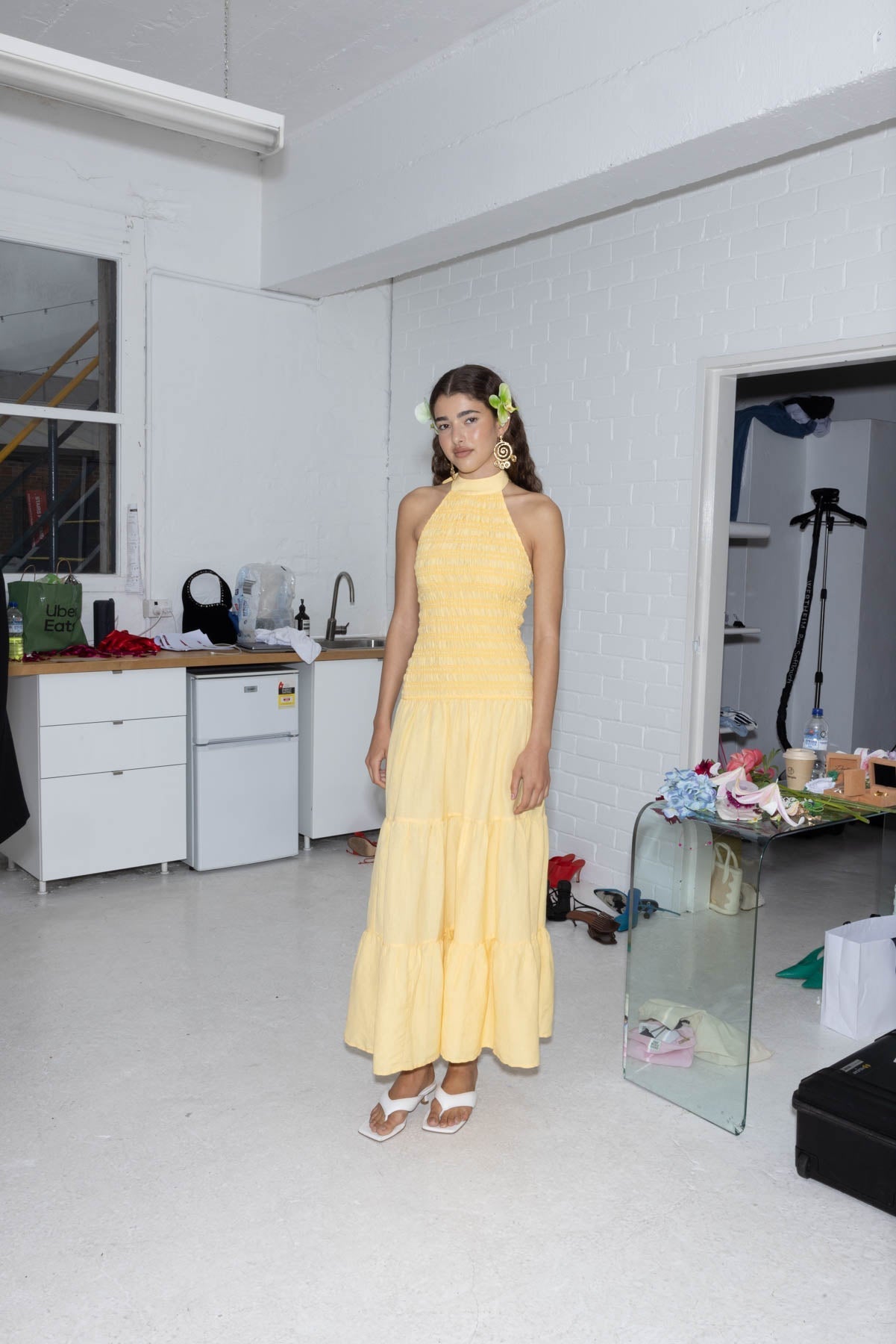 Ostia Gerafftes Maxikleid - Butter