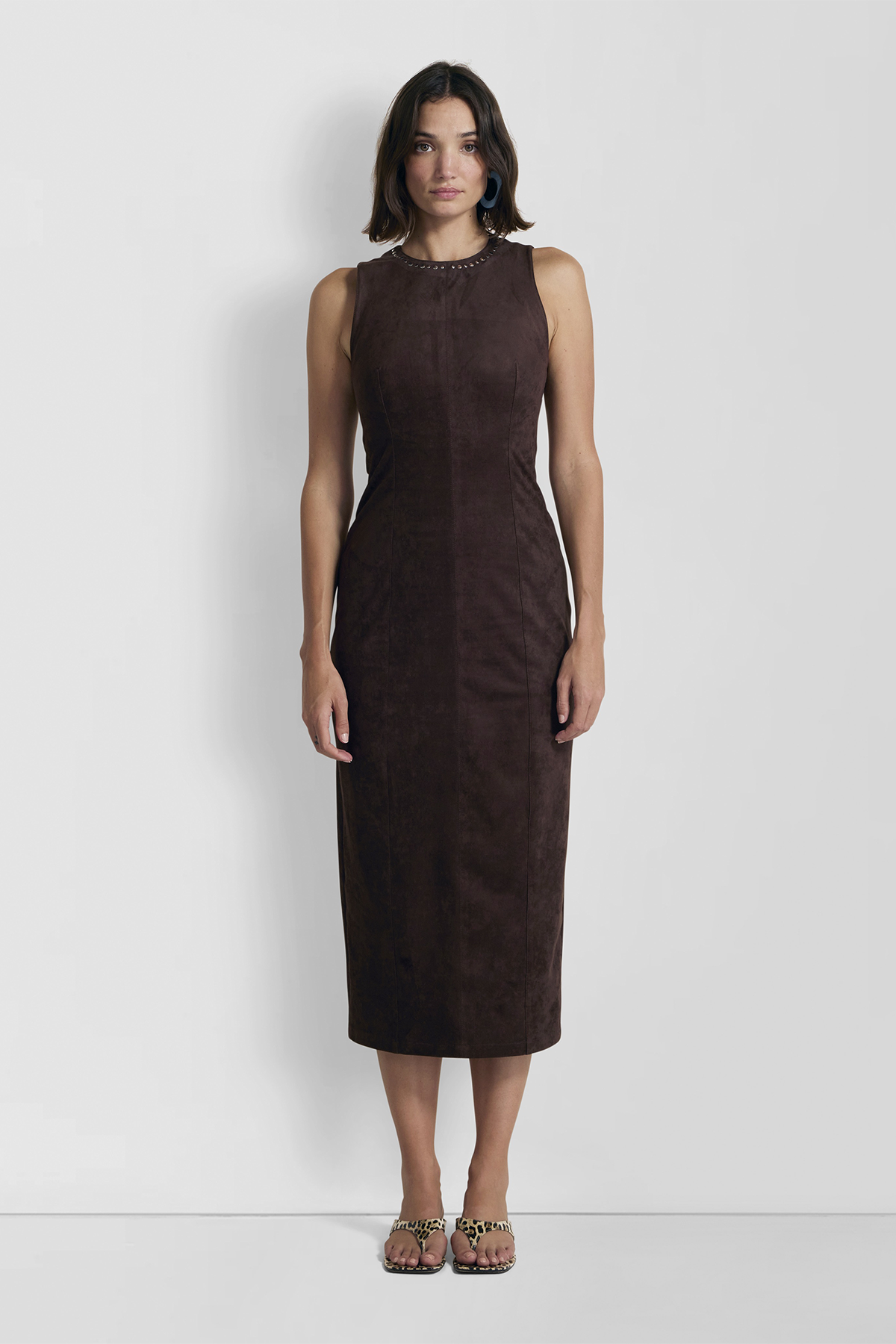 Mecca Stud Midikleid - Schokolade