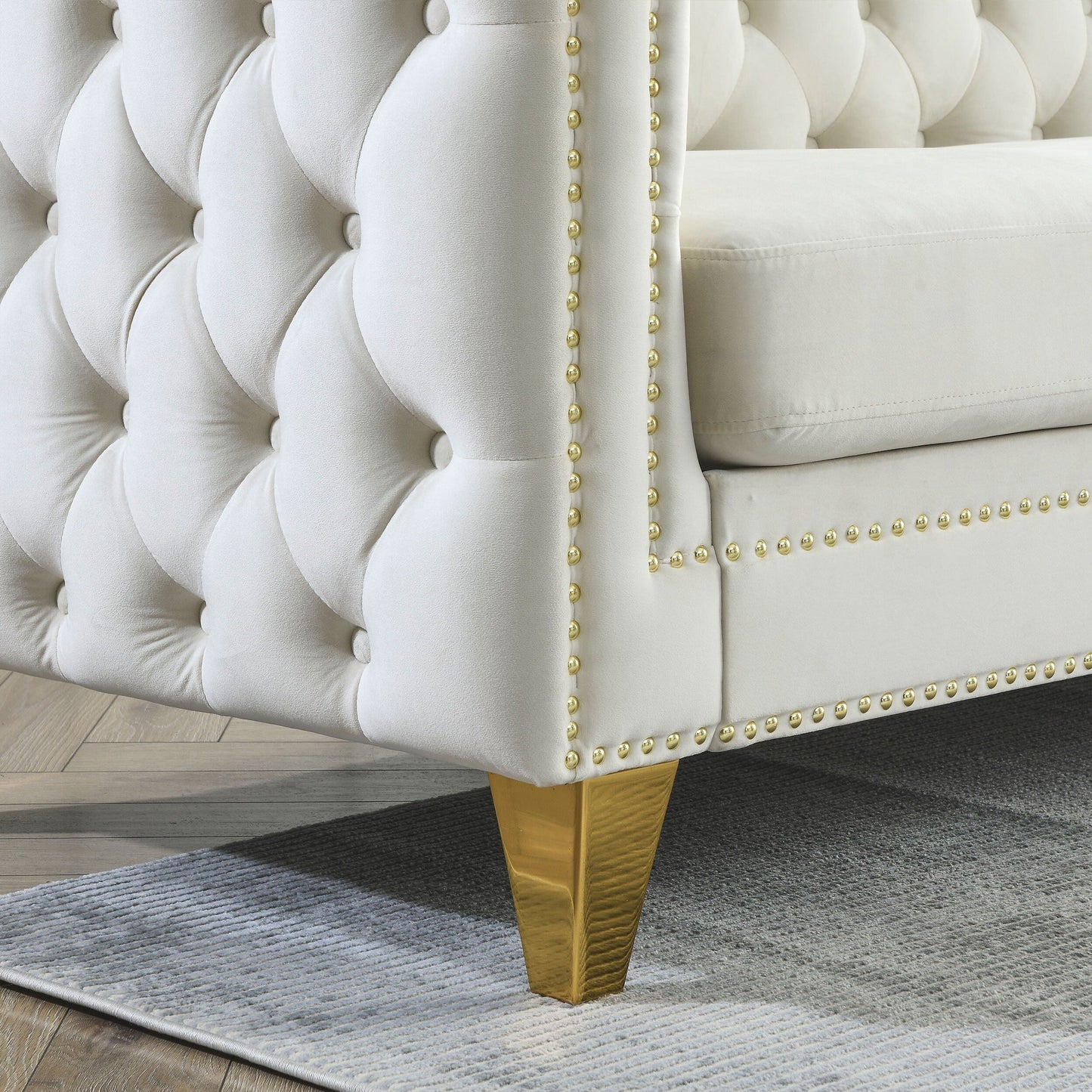 {Contact us for 3D modeling} Velvet Sofa for Living Room,Buttons Tufted Square Arm Couch, Modern Couch Upholstered Button and Me