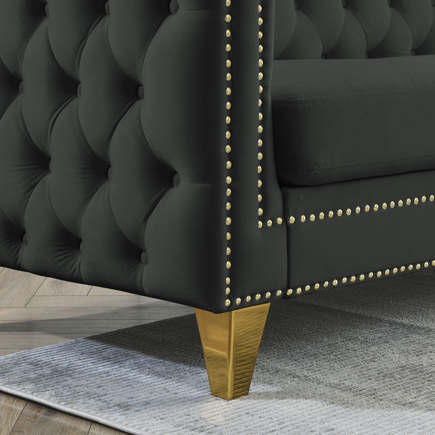 {Contact us for 3D modeling} Velvet Sofa for Living Room,Buttons Tufted Square Arm Couch, Modern Couch Upholstered Button and Me