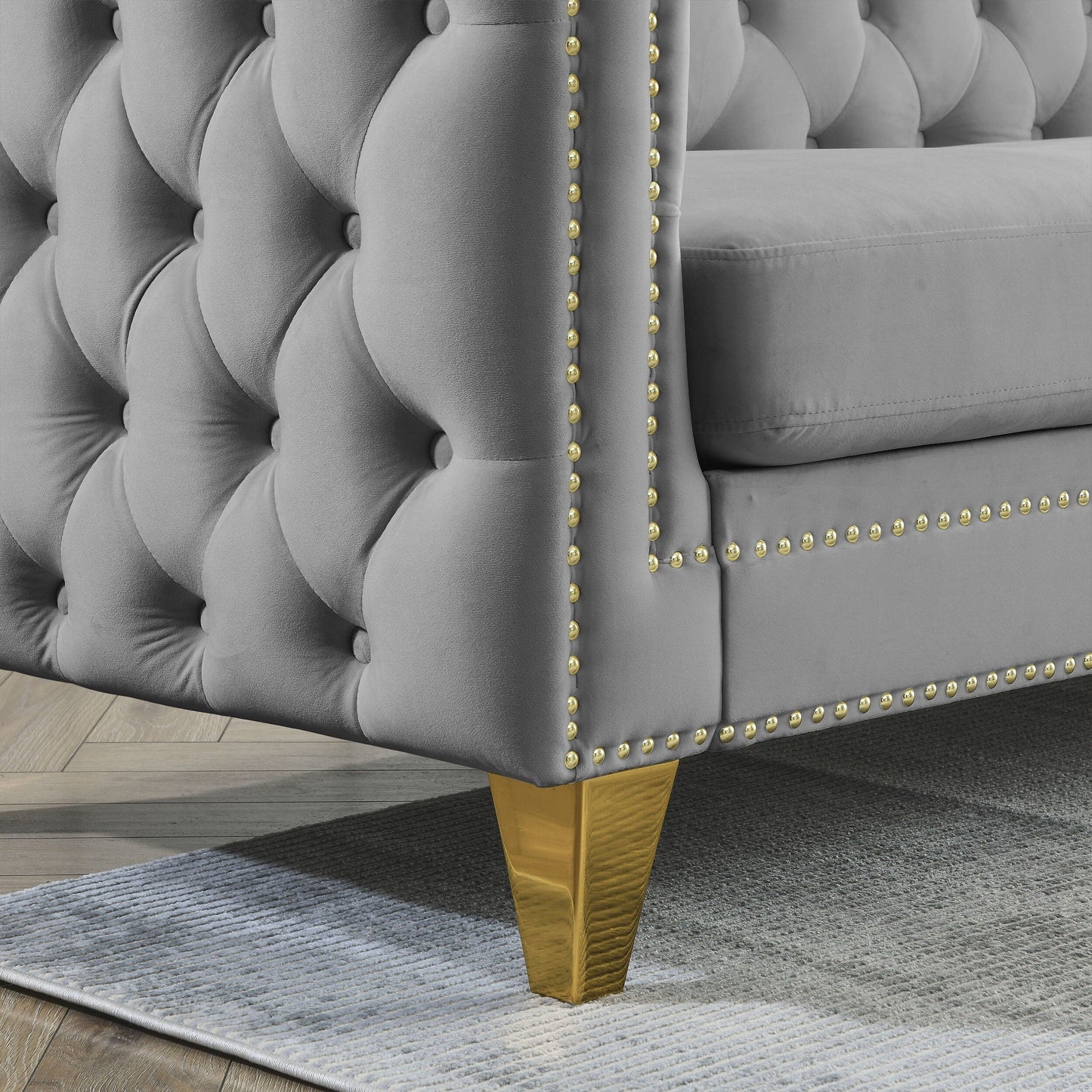 {Contact us for 3D modeling} Velvet Sofa for Living Room,Buttons Tufted Square Arm Couch, Modern Couch Upholstered Button and Me