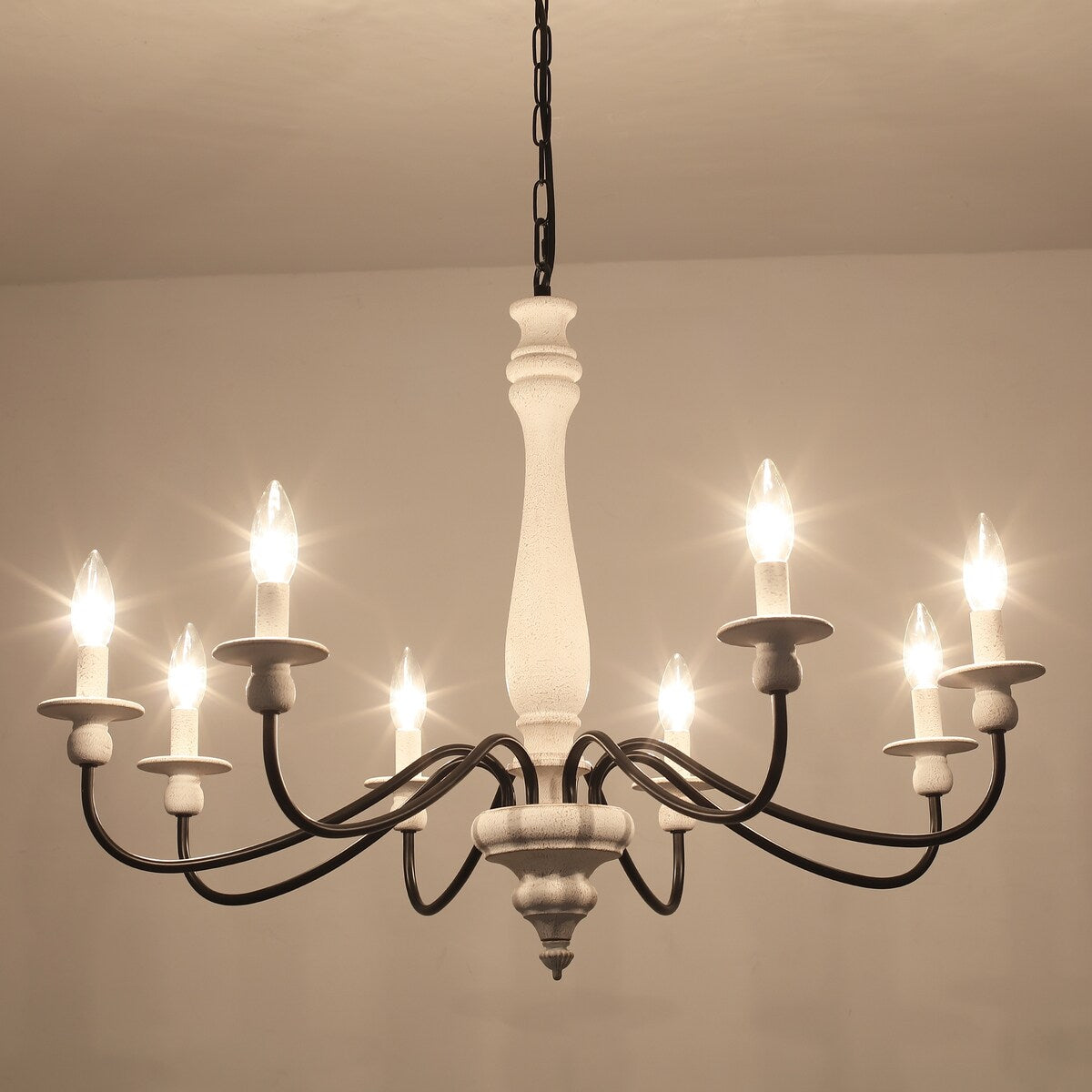 Moderner Bauernhaus-Kronleuchter, 8-flammiger Kerzenleuchter für Wohnzimmer, Kücheninsel, Esszimmer, Foyer – B 31,1 x H 20,66