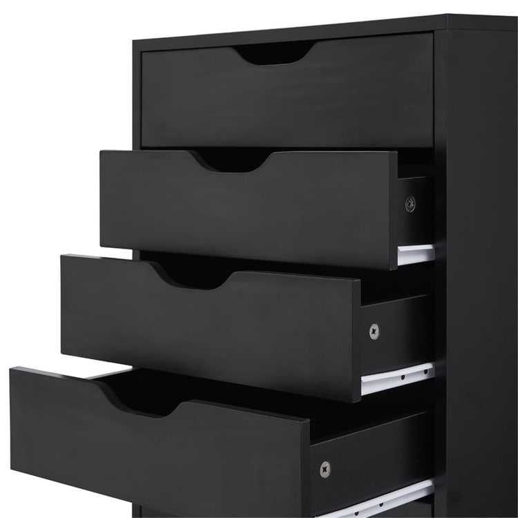 Schmaler Holzschrank mit 9 Schubladen, leichtgängigen Schubladen und oberem Ablagefach