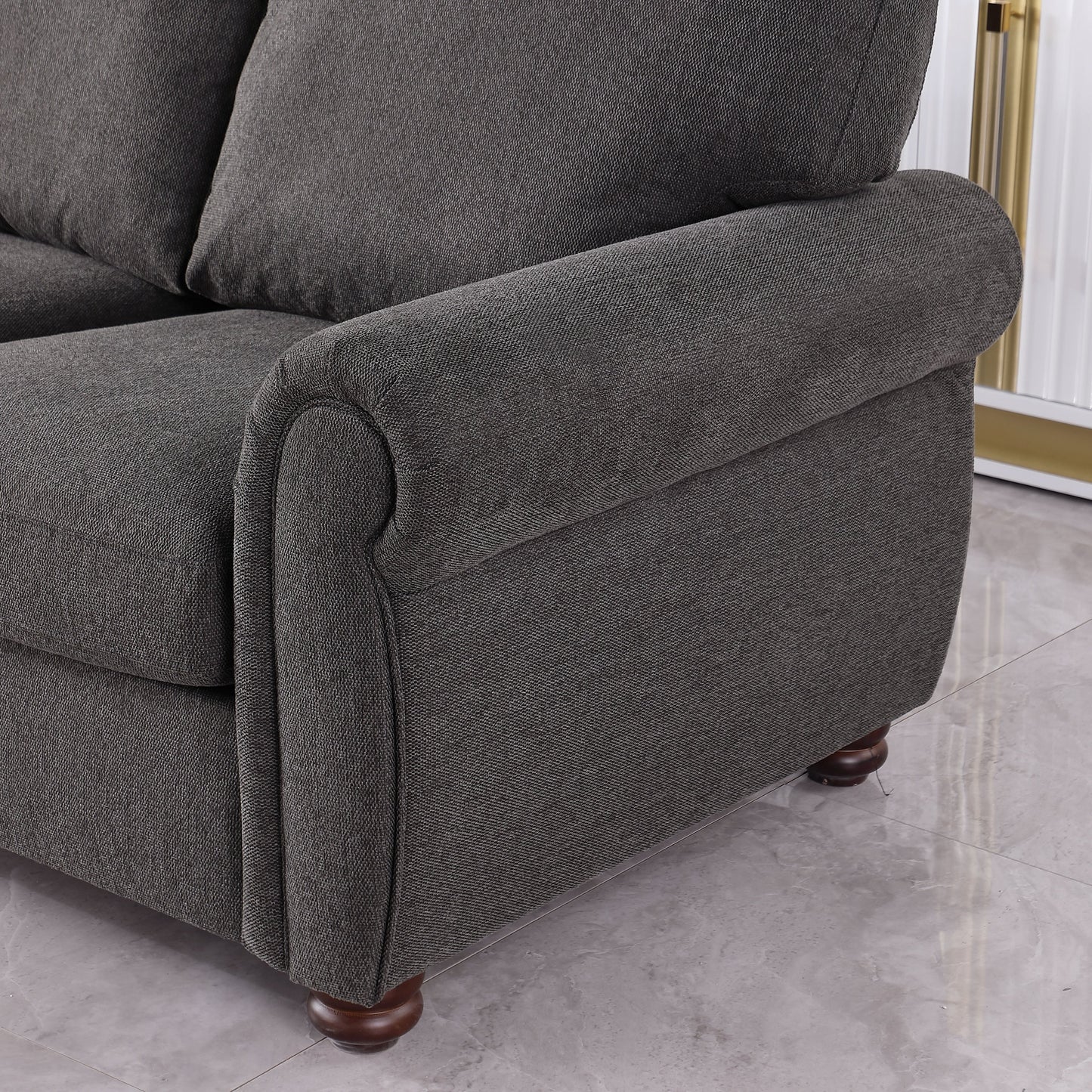 Wood Framed Chenille Fabric Sofa