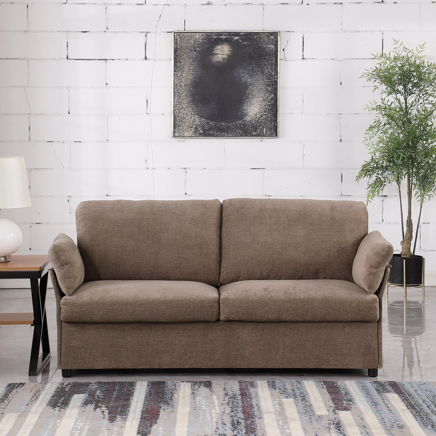 Wood Framed Chenille Fabric Sofa