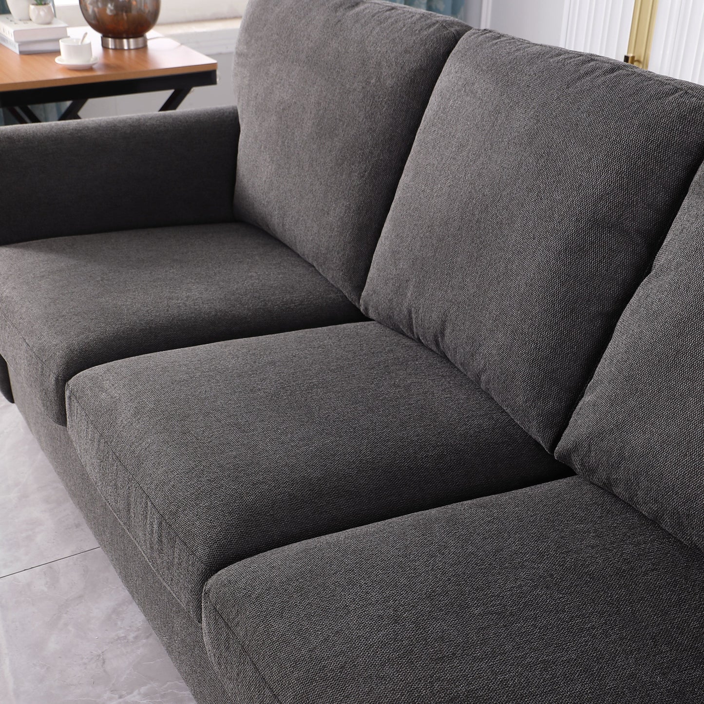 Wood Framed Chenille Fabric Sofa
