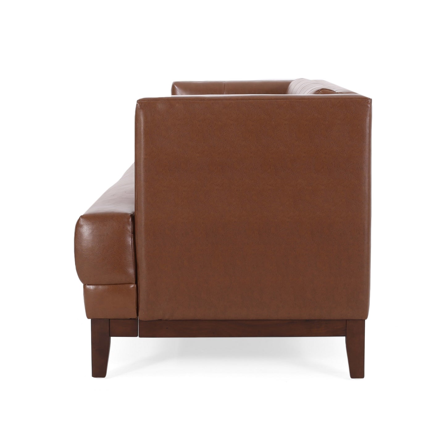 Alio Sofa, 81 Inch, Tuxedo Arms, Chesterfield Tuft Brown Faux Leather