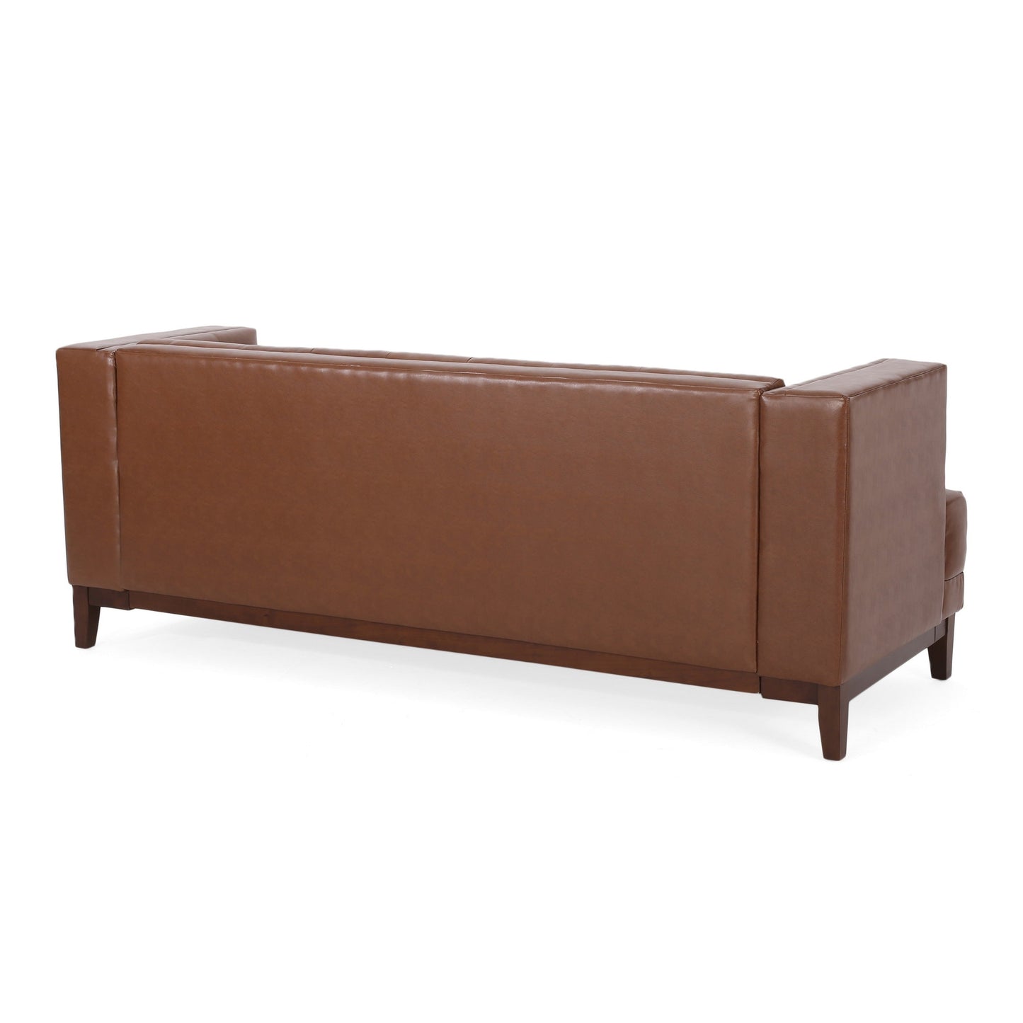 Alio Sofa, 81 Inch, Tuxedo Arms, Chesterfield Tuft Brown Faux Leather