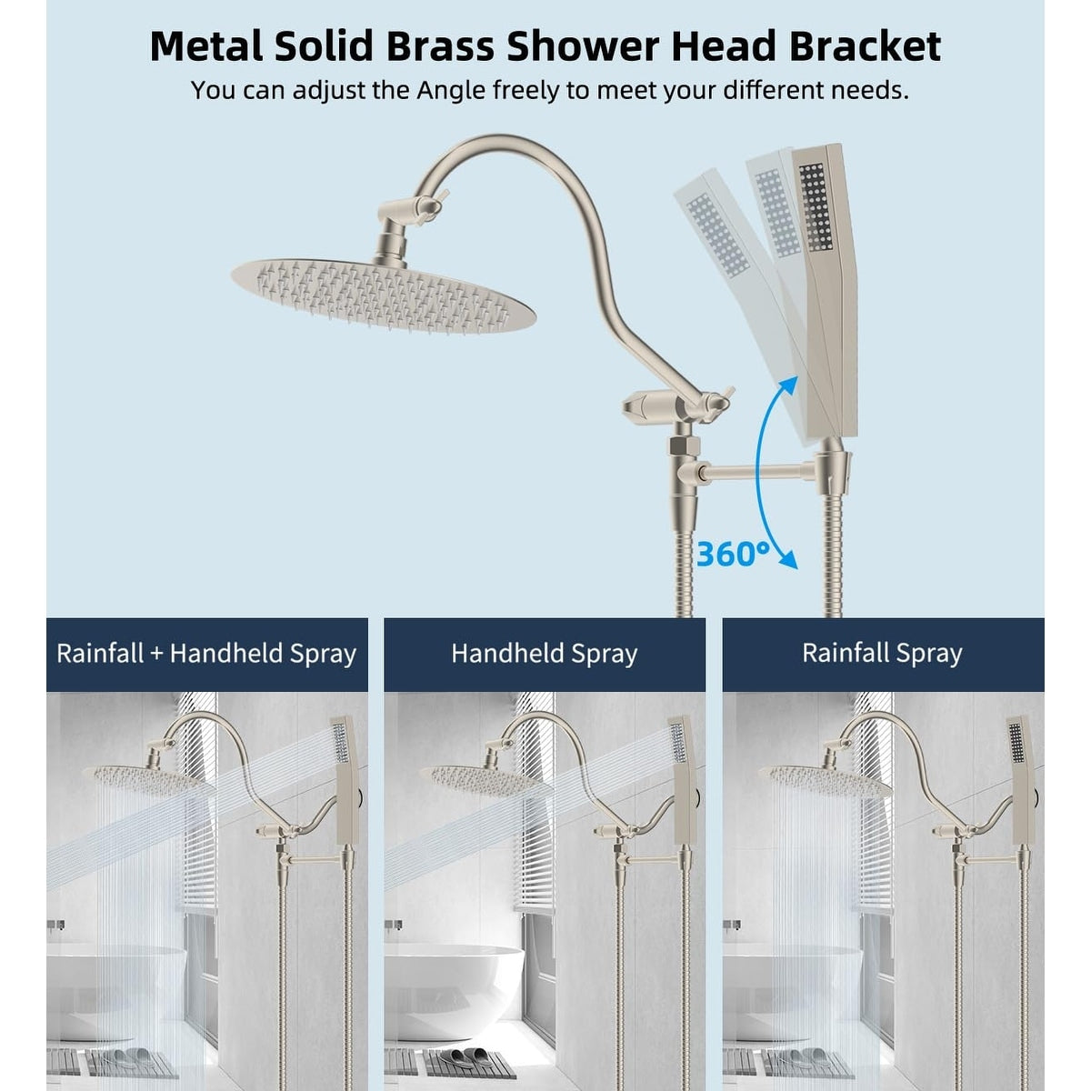 10-Zoll-Hochdruck-Regenduschkopf aus Metall mit Handbrause