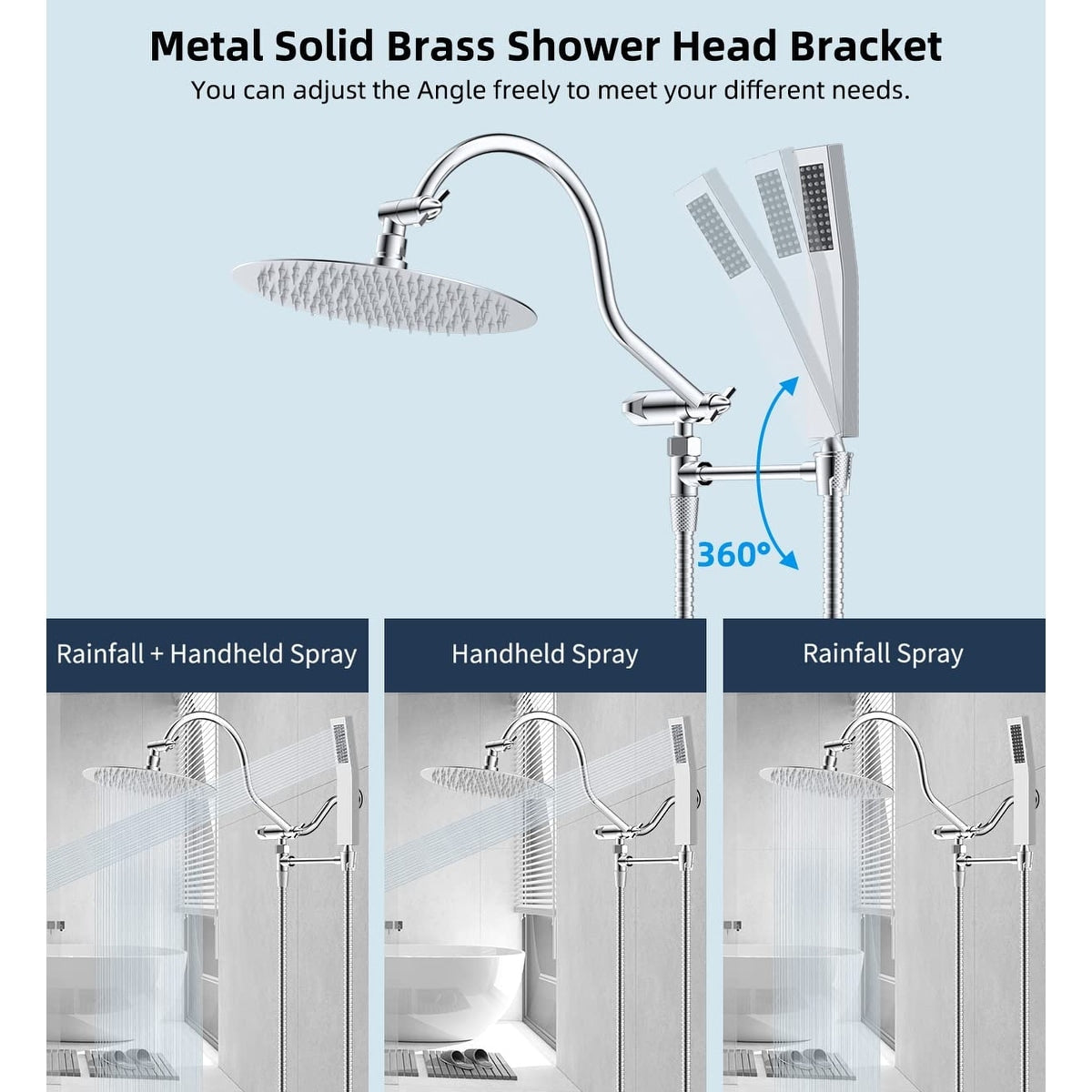 10-Zoll-Hochdruck-Regenduschkopf aus Metall mit Handbrause