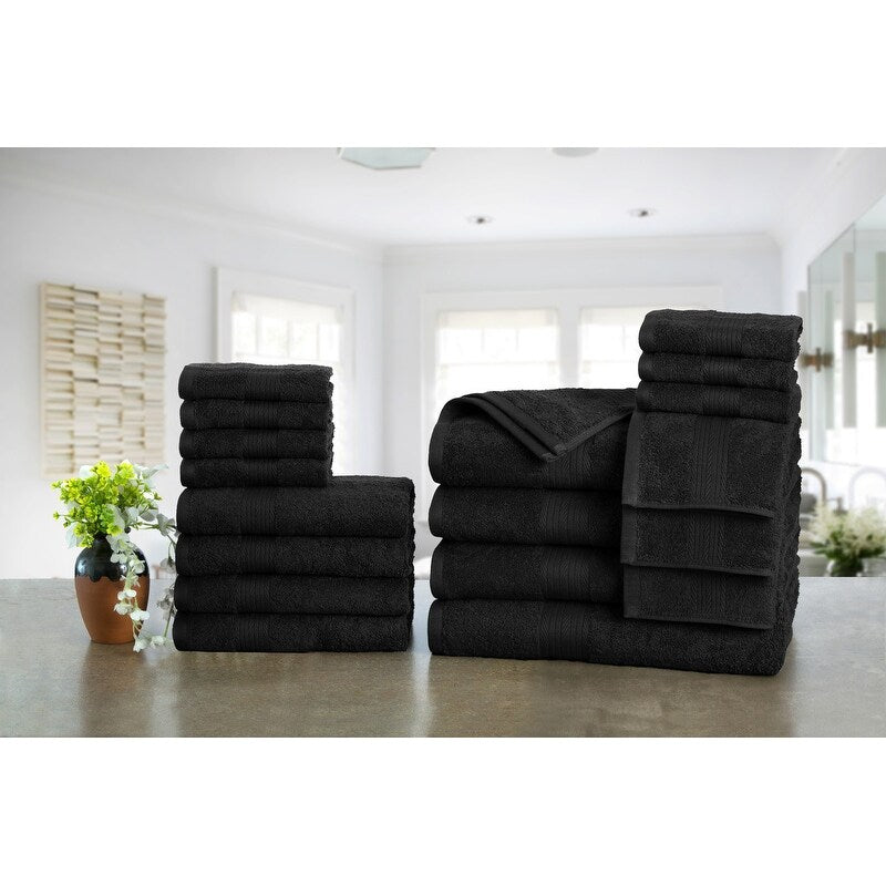 Luxuriöse Badezimmerhandtuch-Sets aus Baumwolle (600 g/m²) von Ample Decor – 18er-Set