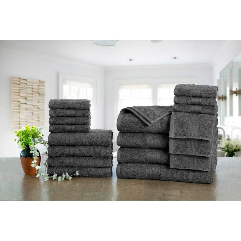 Luxuriöse Badezimmerhandtuch-Sets aus Baumwolle (600 g/m²) von Ample Decor – 18er-Set