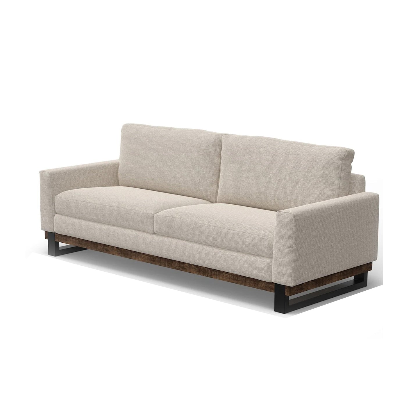 Bery Sofa, Modern Solid Pine Wood Base, Soft Light Beige Polyester