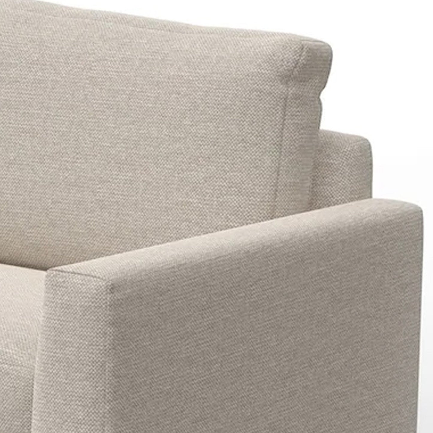 Bery Sofa, Modern Solid Pine Wood Base, Soft Light Beige Polyester