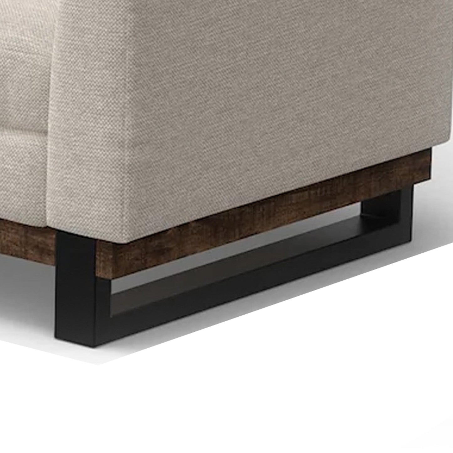 Bery Sofa, Modern Solid Pine Wood Base, Soft Light Beige Polyester