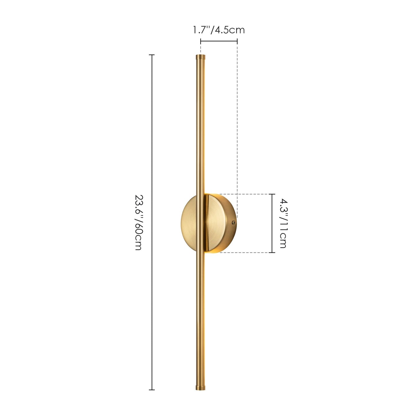 1-flammige, moderne, lange, lineare Wandleuchte in Schwarz/Gold/Nickel, dimmbare LED-Badezimmer-Waschtischleuchte