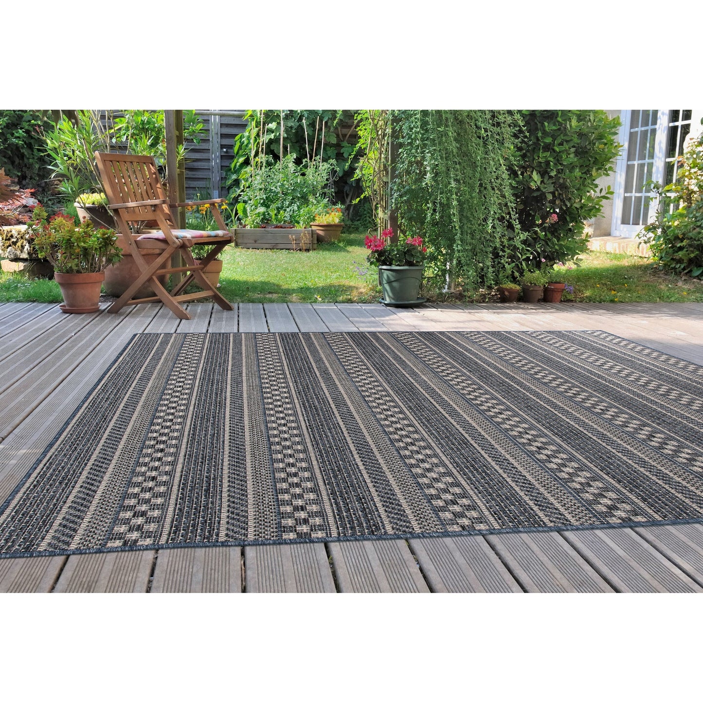 World Rug Gallery Bohemian Geometric Stripe Indoor/Outdoor-Teppich