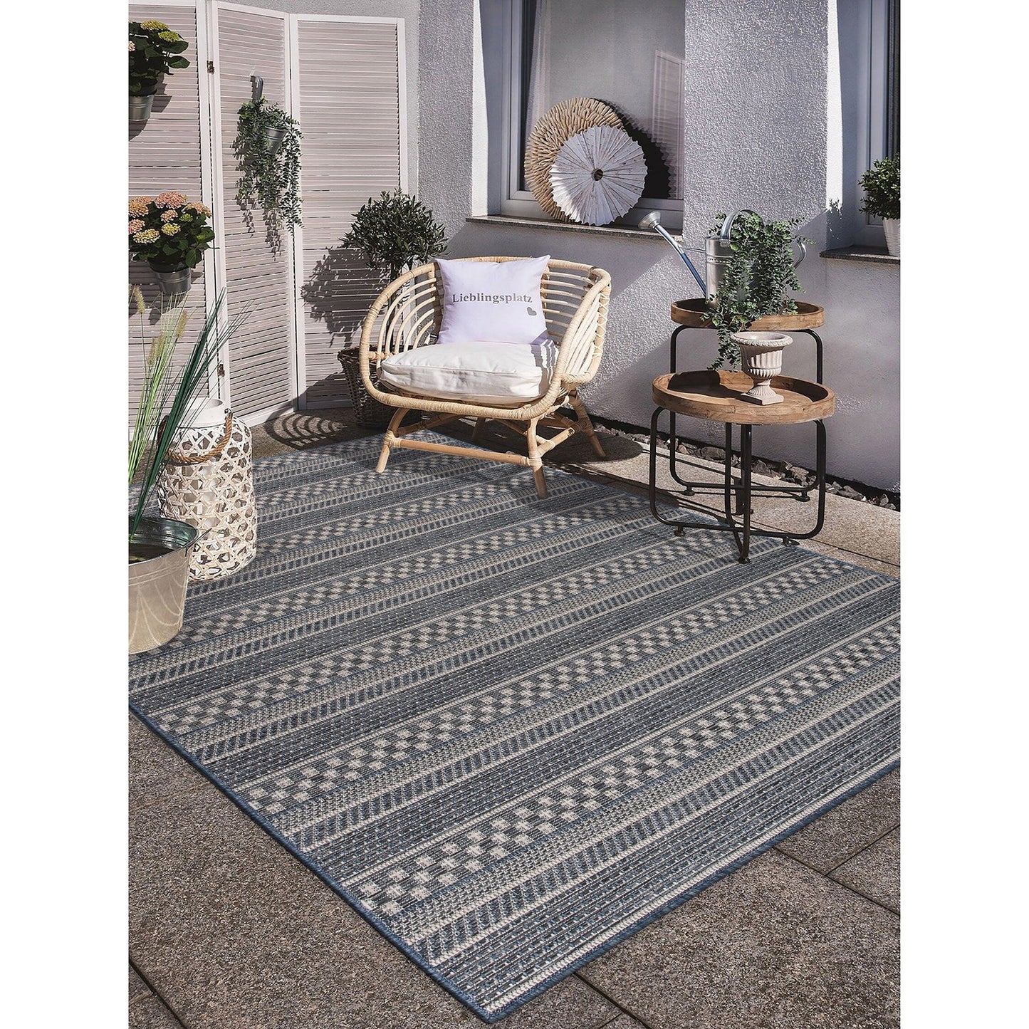 World Rug Gallery Bohemian Geometric Stripe Indoor/Outdoor-Teppich