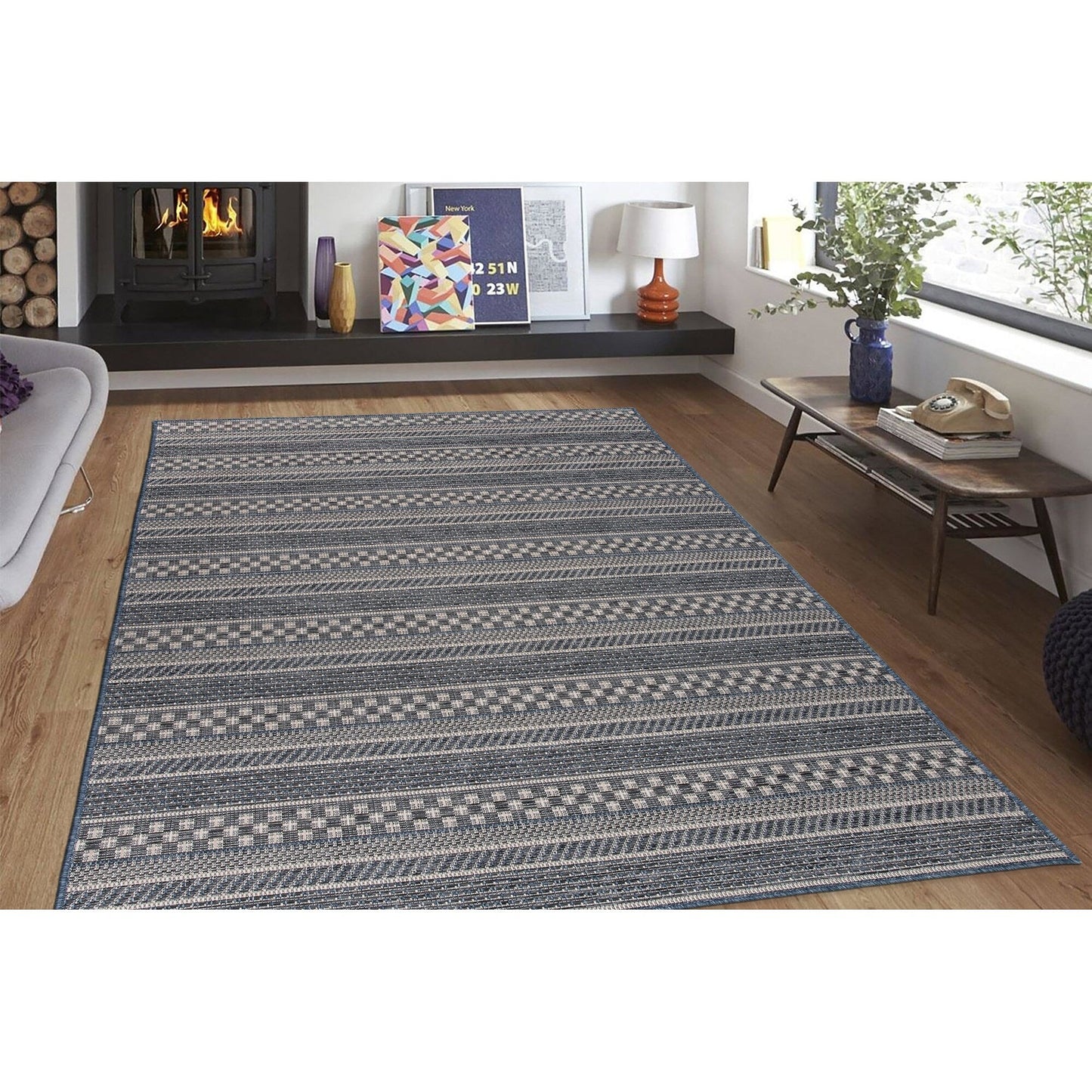 World Rug Gallery Bohemian Geometric Stripe Indoor/Outdoor-Teppich