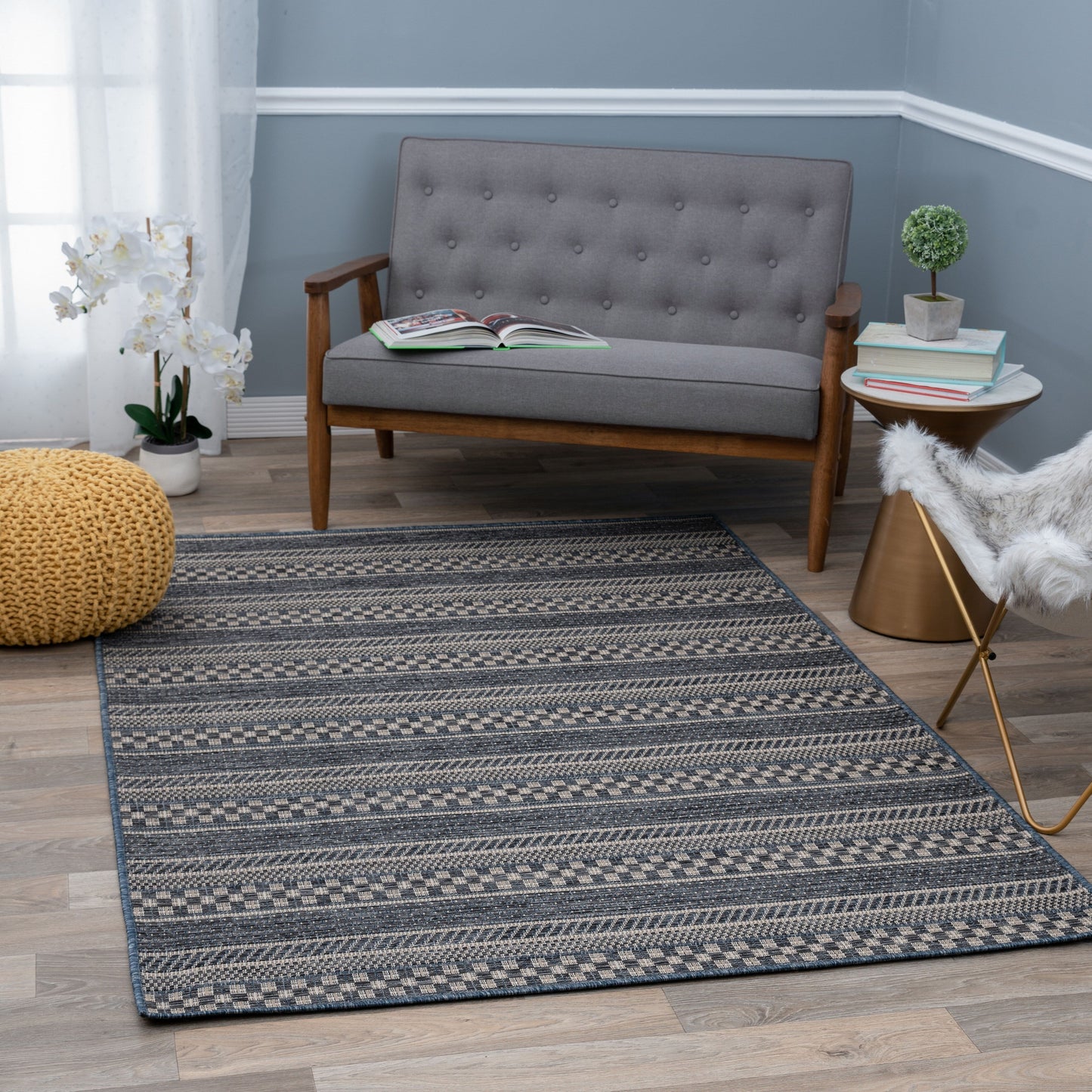 World Rug Gallery Bohemian Geometric Stripe Indoor/Outdoor-Teppich
