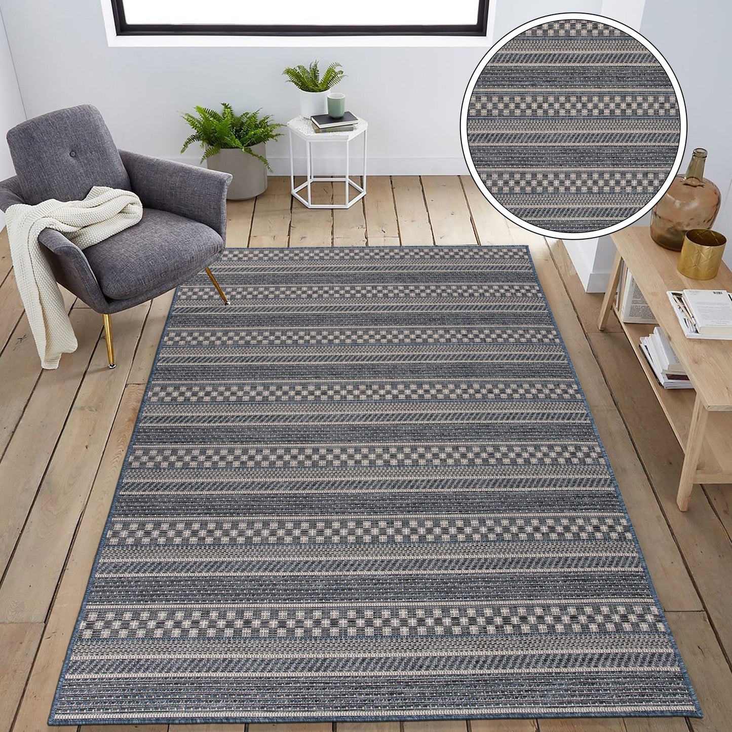World Rug Gallery Bohemian Geometric Stripe Indoor/Outdoor-Teppich