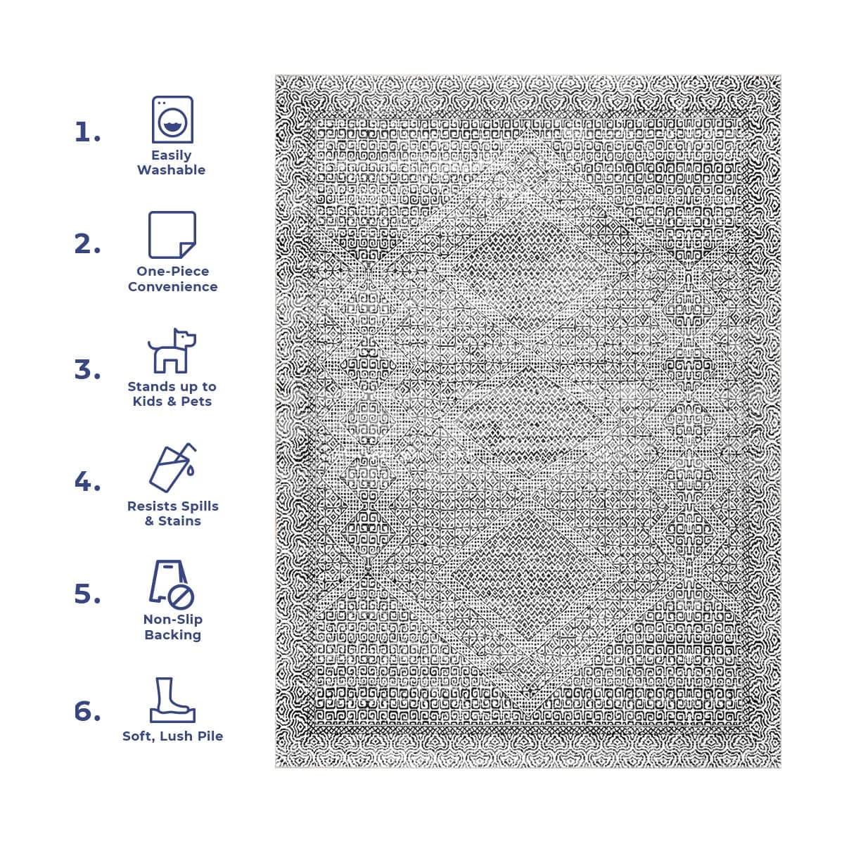 Nuloom Hart SpinClean Abstrakter Tribal-Teppich, maschinenwaschbar