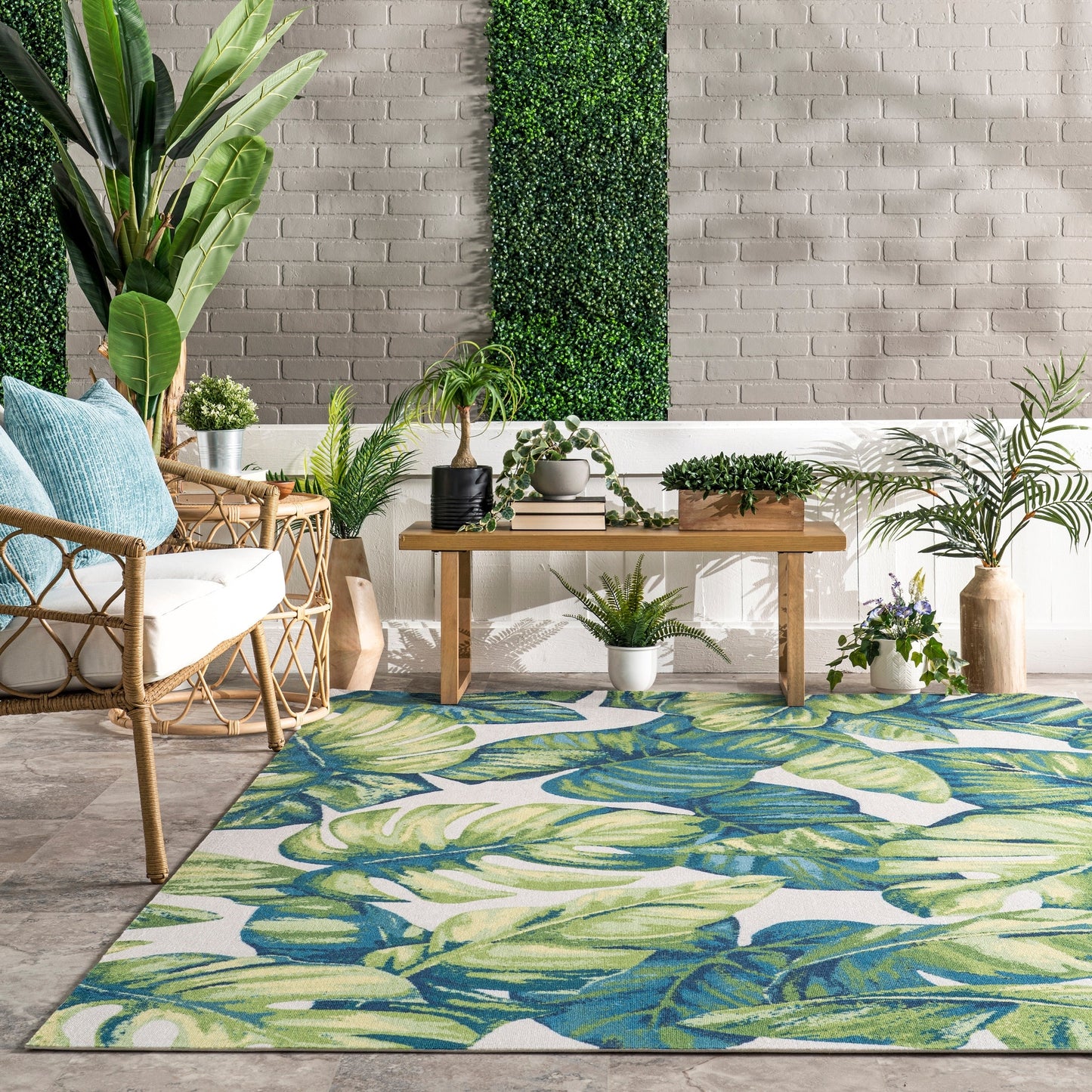 Nuloom Heidi Tropical Teppich für drinnen und draußen