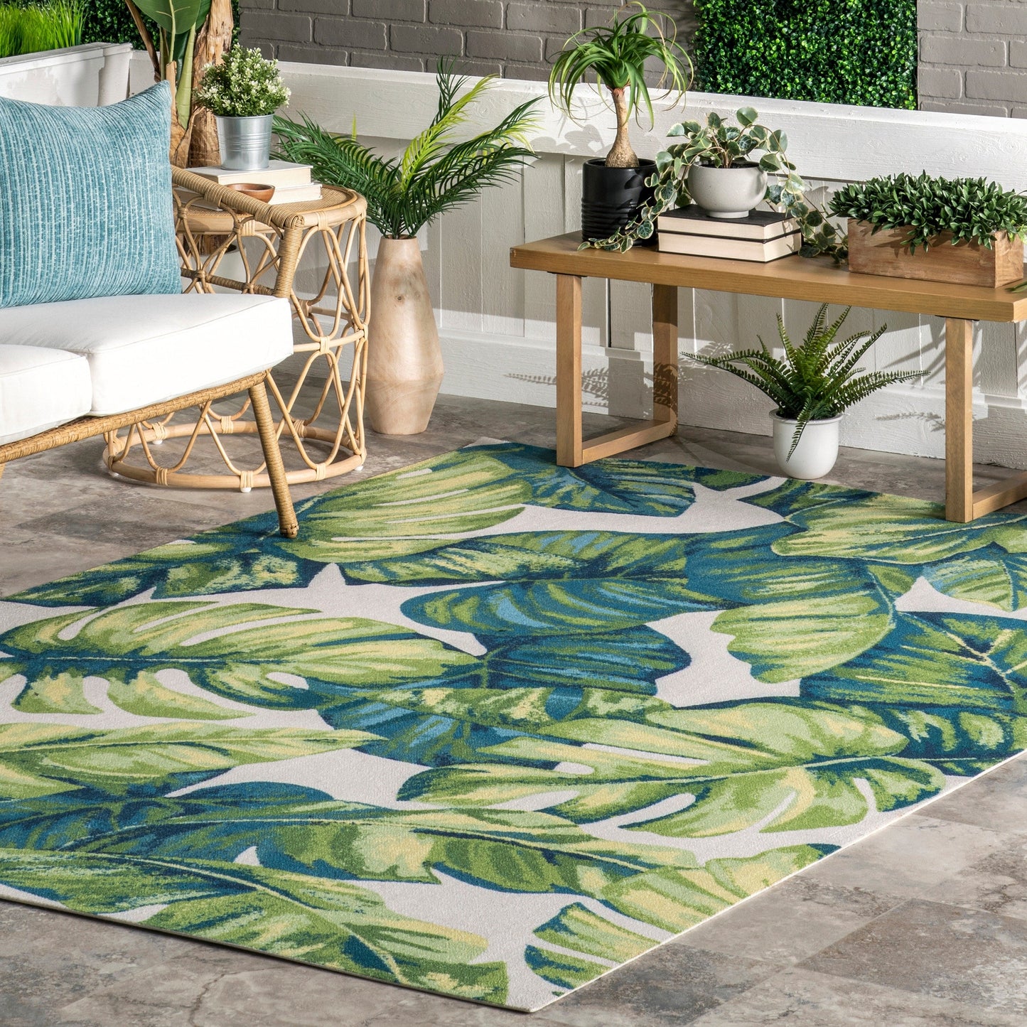 Nuloom Heidi Tropical Teppich für drinnen und draußen