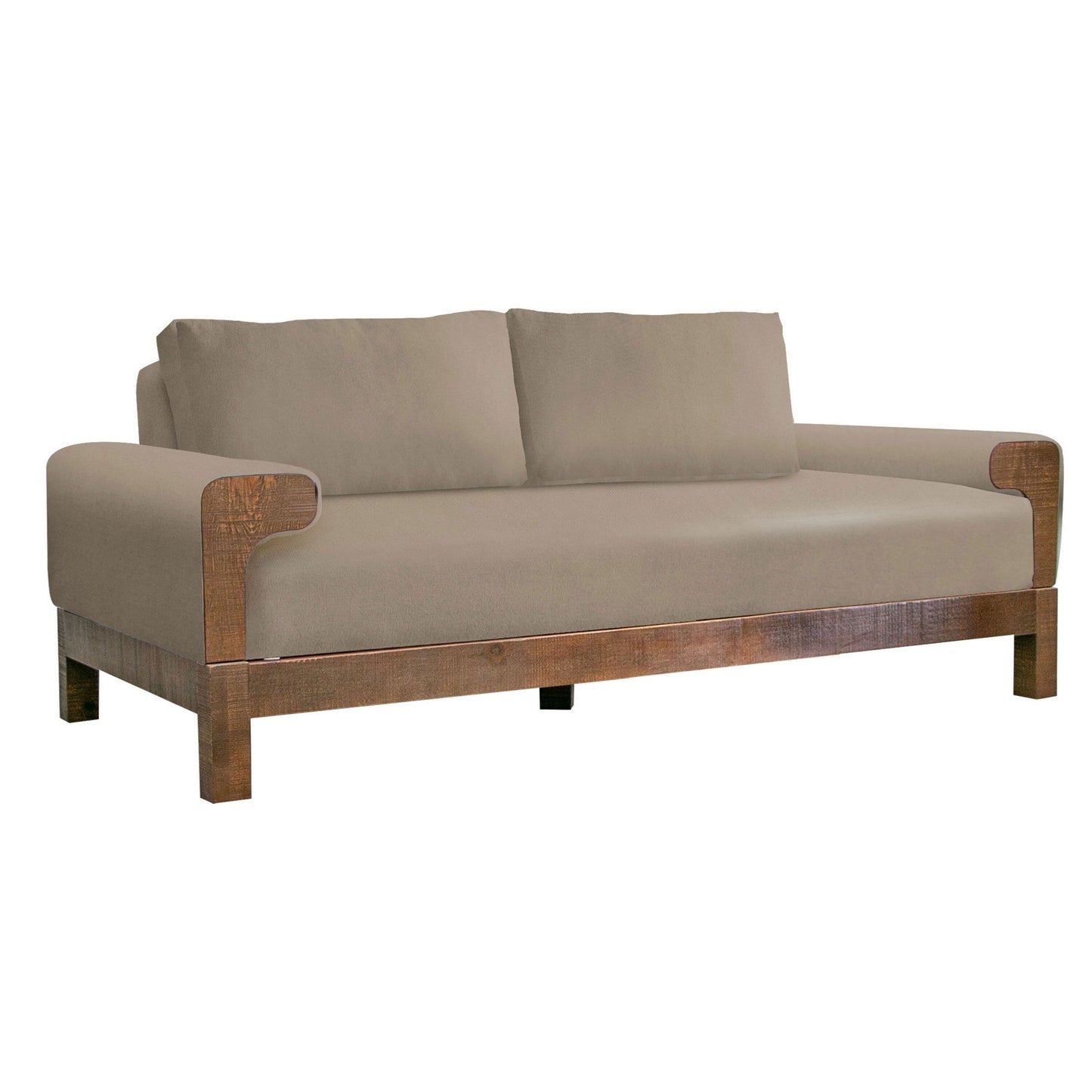 Caisy Sofa, Light Brown Polyester, Foam Cushions, Solid Wood Frame, 93 Inch
