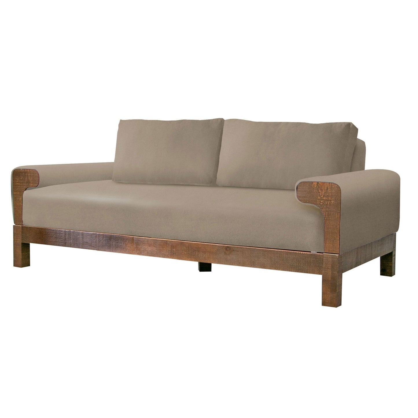 Caisy Sofa, Light Brown Polyester, Foam Cushions, Solid Wood Frame, 93 Inch