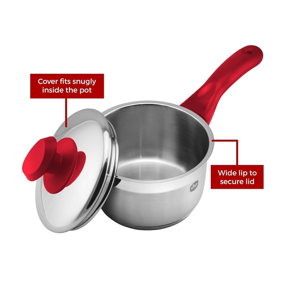 YBM Home Professional Chef's Soßentopf aus Edelstahl 18/10, abgedeckt, dreilagiger Kapselboden mit Griff, induktionsgeeignet